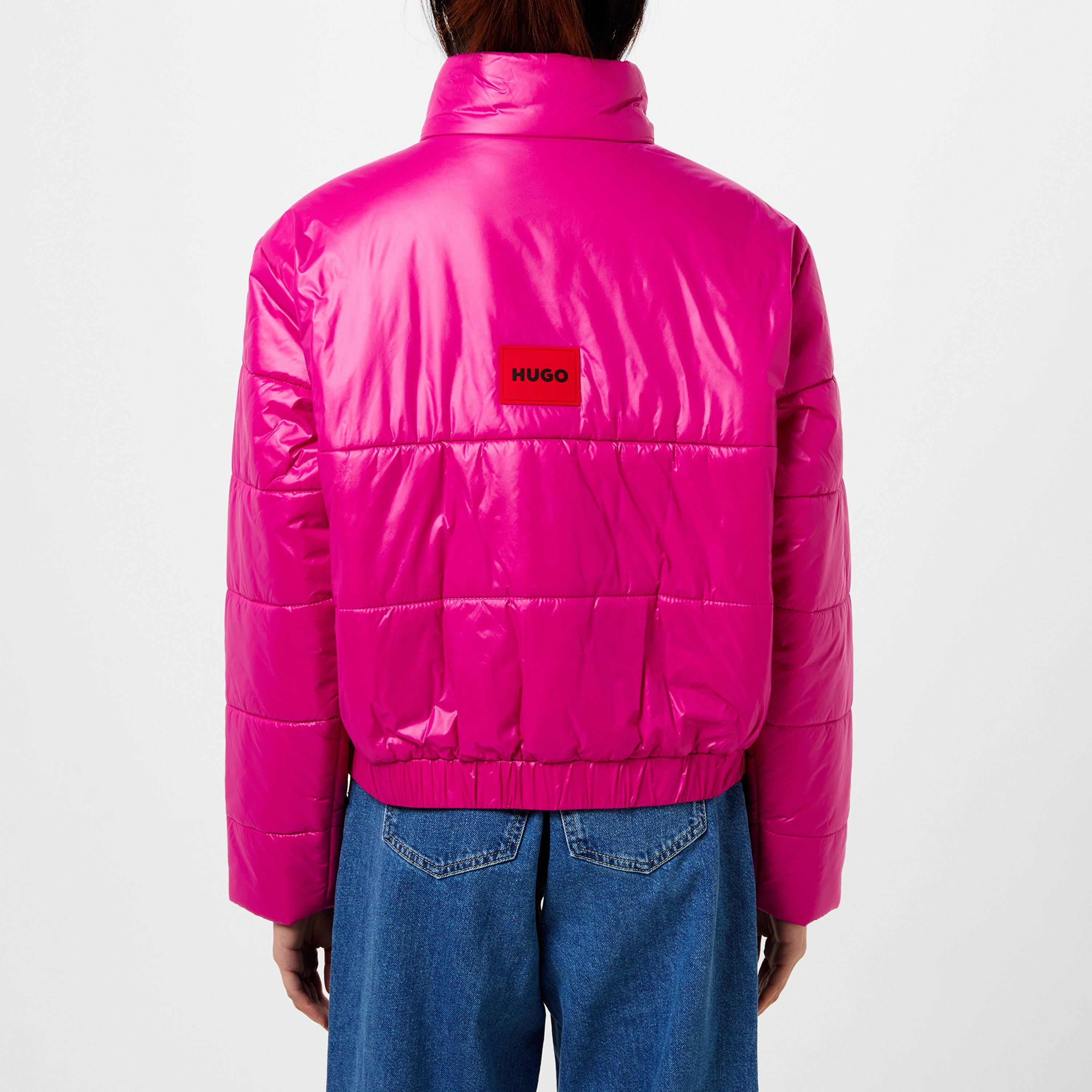 Dark Pink - Hugo - Women's Felara Cropped Lightweight Short Puffer Jacket - 4