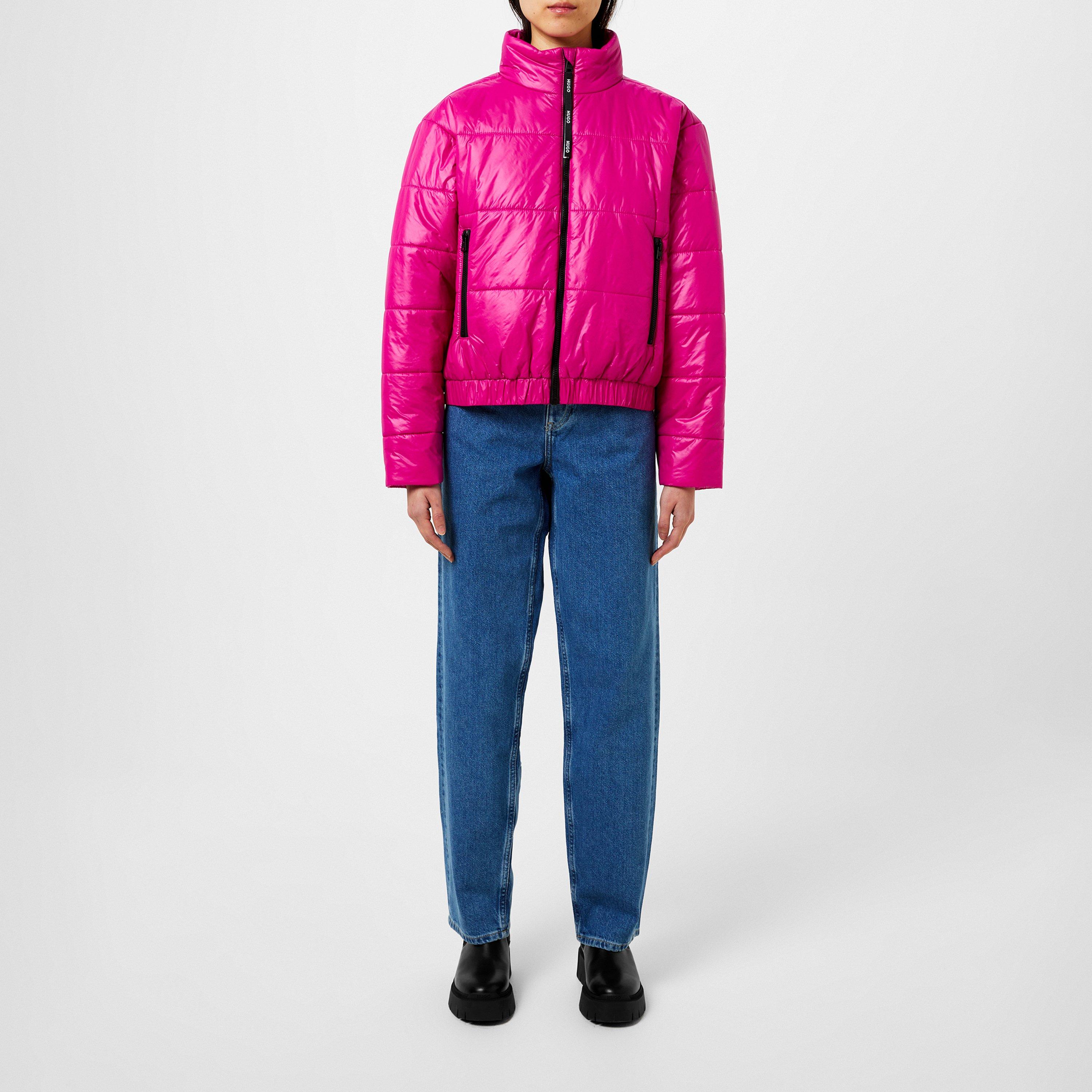 Dark Pink - Hugo - Women's Felara Cropped Lightweight Short Puffer Jacket - 6