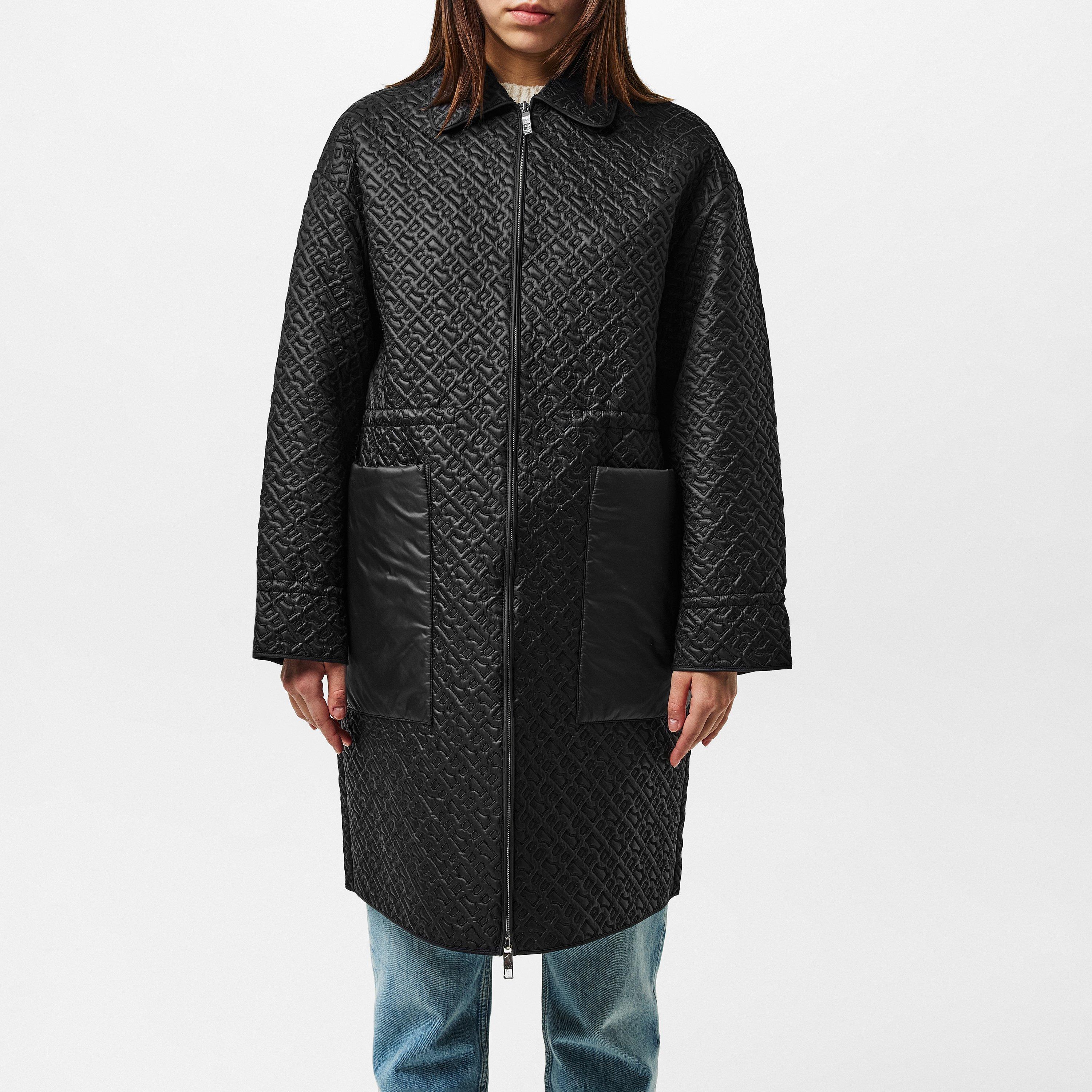 Black 001 - Boss - Women's Paluma Quilted Long Sleeve Mid-Length Oversized Fit Short Puffer Jacket - 1