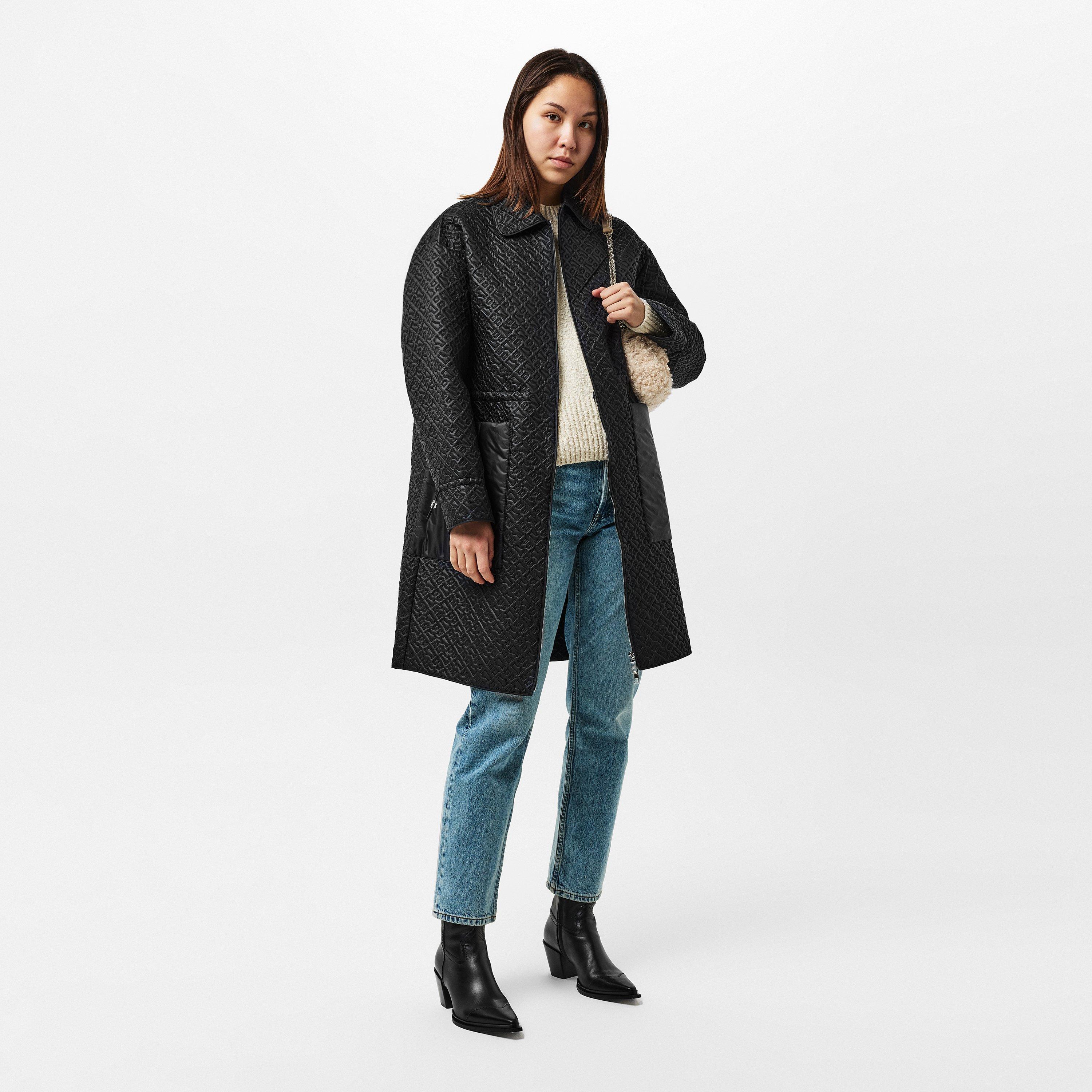 Black 001 - Boss - Women's Paluma Quilted Long Sleeve Mid-Length Oversized Fit Short Puffer Jacket - 4