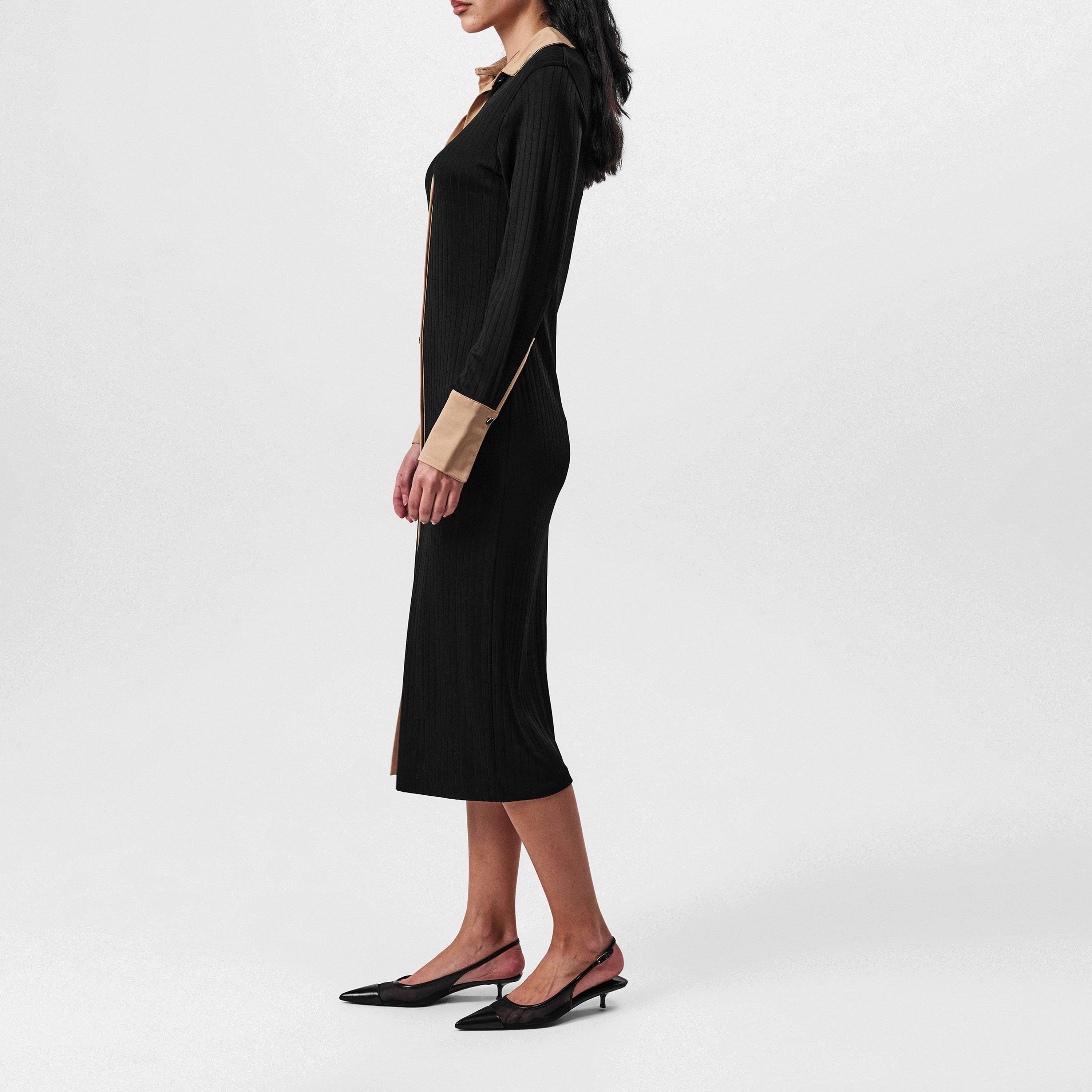 Black 001 - Boss - Women's Elanta Shirt Dress, Viscose Blend - 2