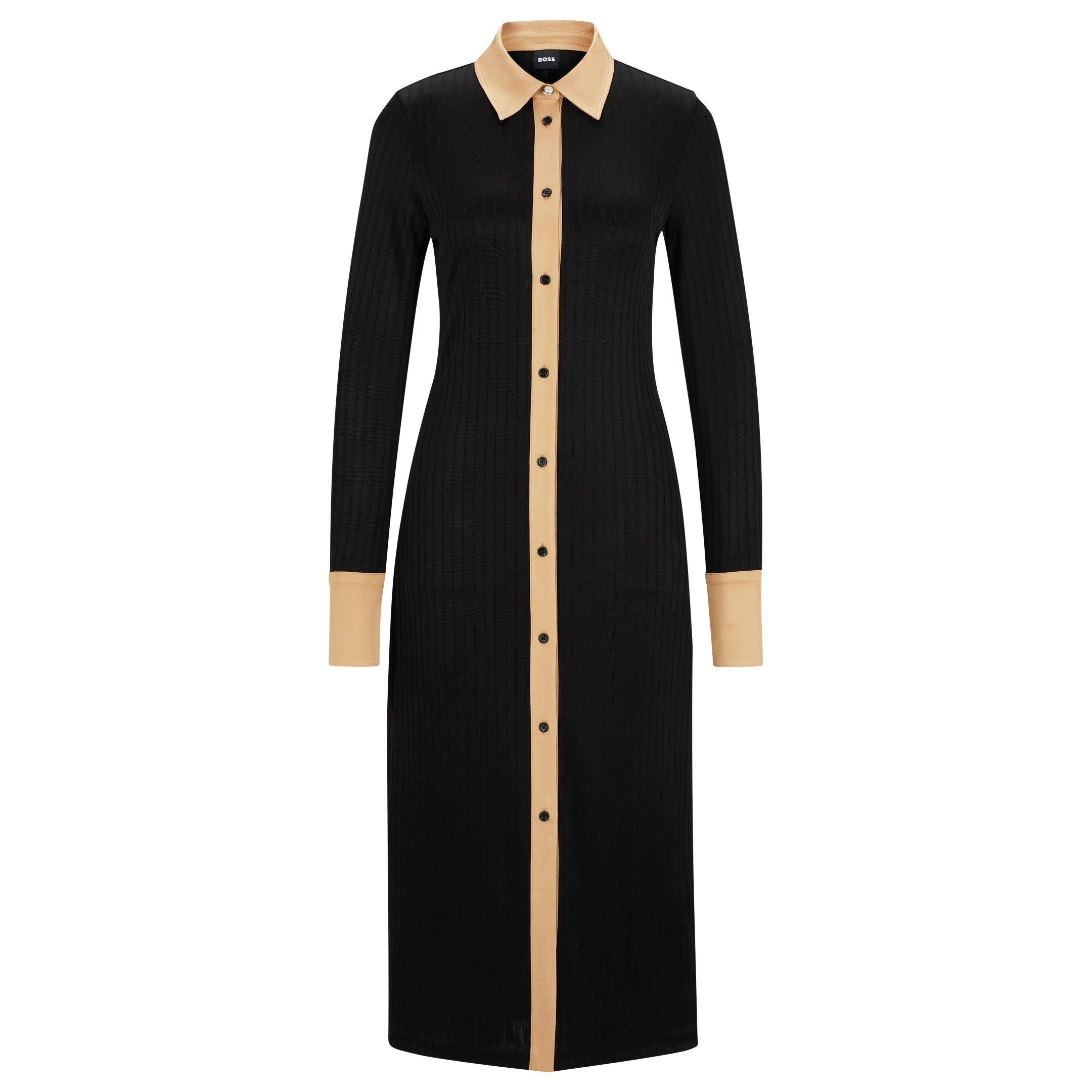 Black 001 - Boss - Women's Elanta Shirt Dress, Viscose Blend - 5