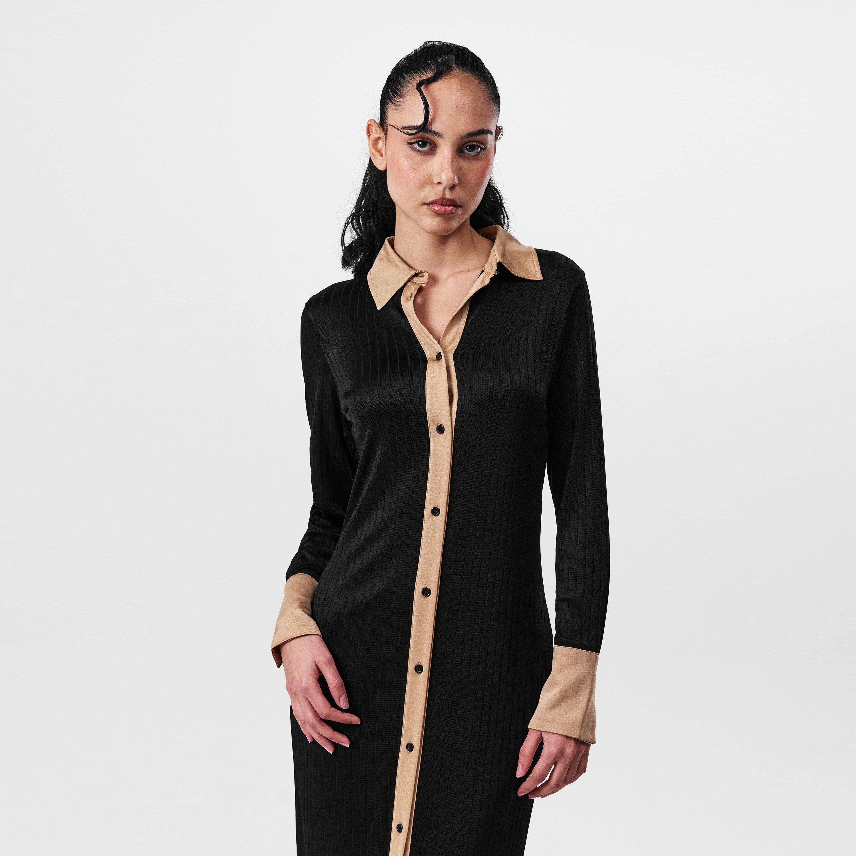 Black 001 - Boss - Women's Elanta Shirt Dress, Viscose Blend - 4