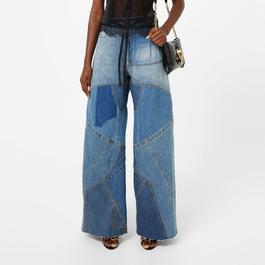 Tom Ford Patchwork Wide Leg Denim Pants