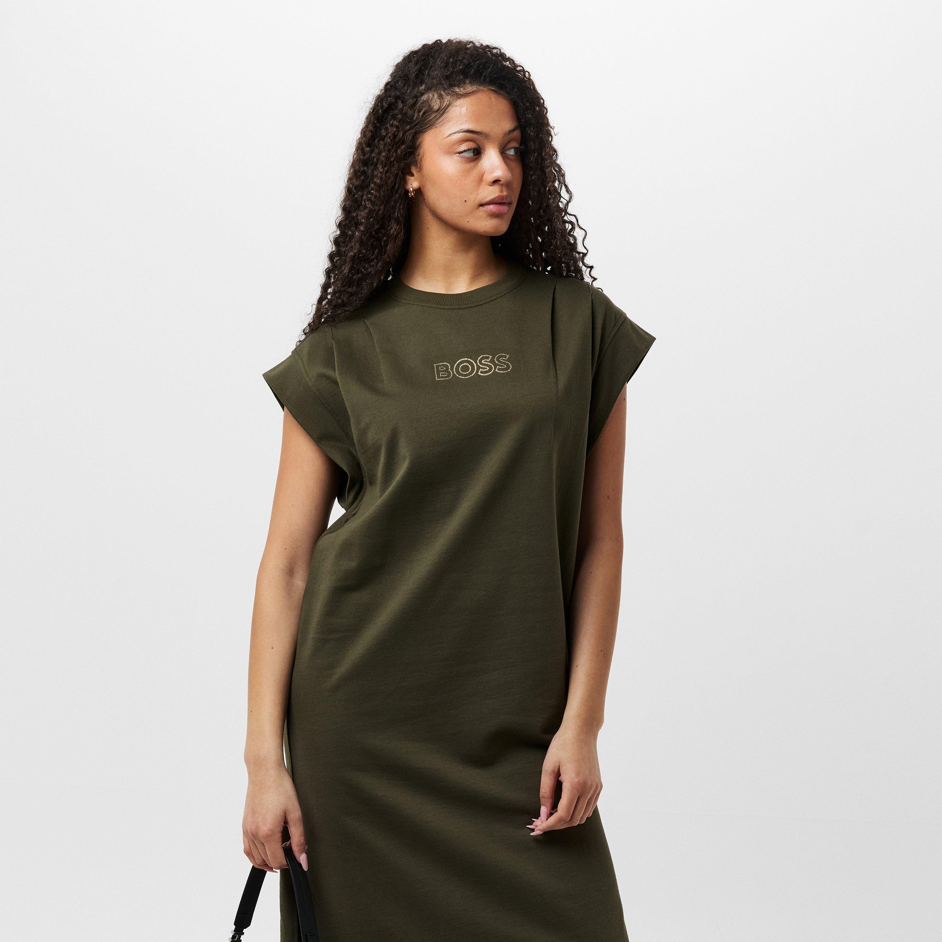 Dark Green 306 - Boss - Edress 2 Crystal-Embellished Logo Dress - 3