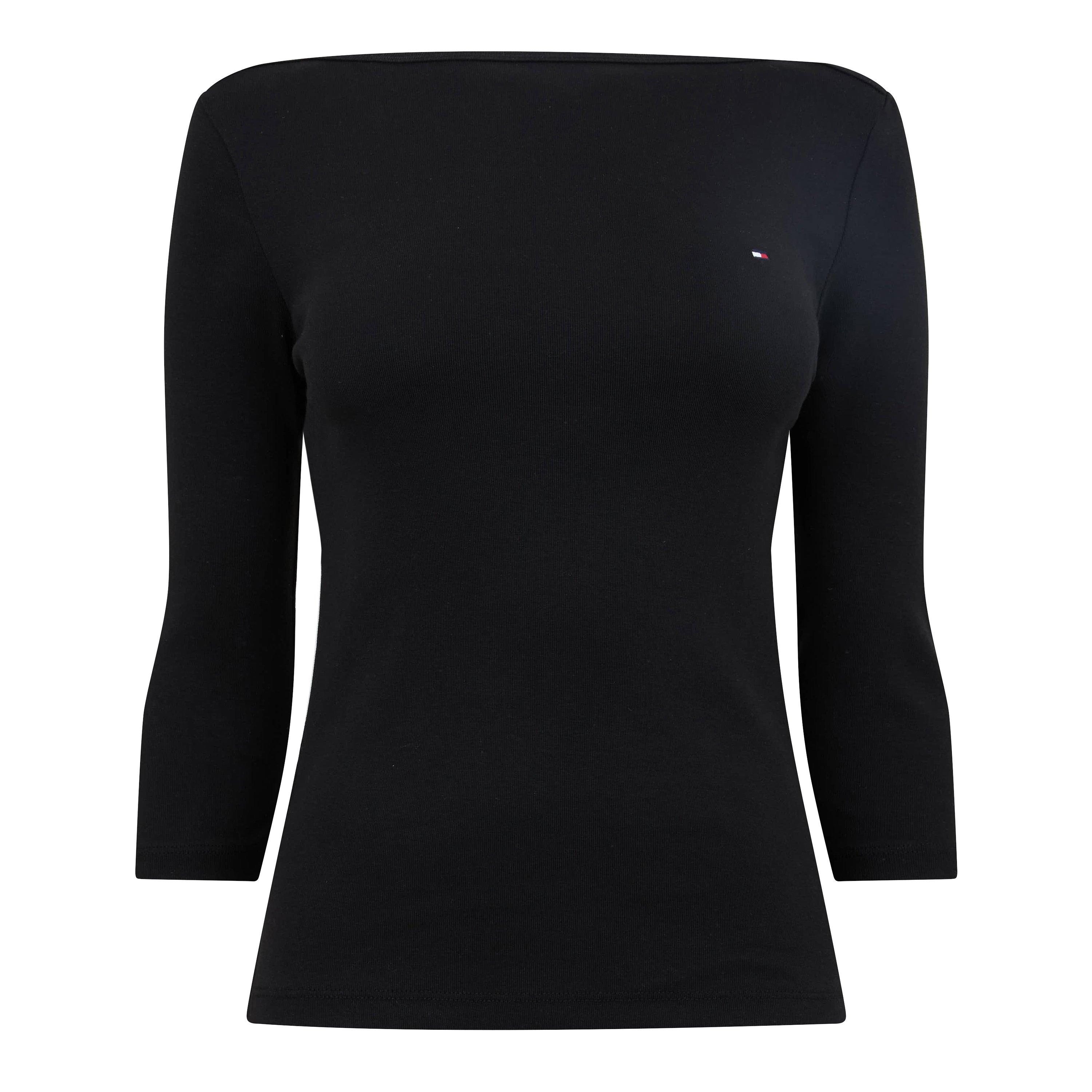 Tommy Hilfiger Women's Cody Slim Boat Neck Long-Sleeve T-Shirt - Black - 8 (XS)
