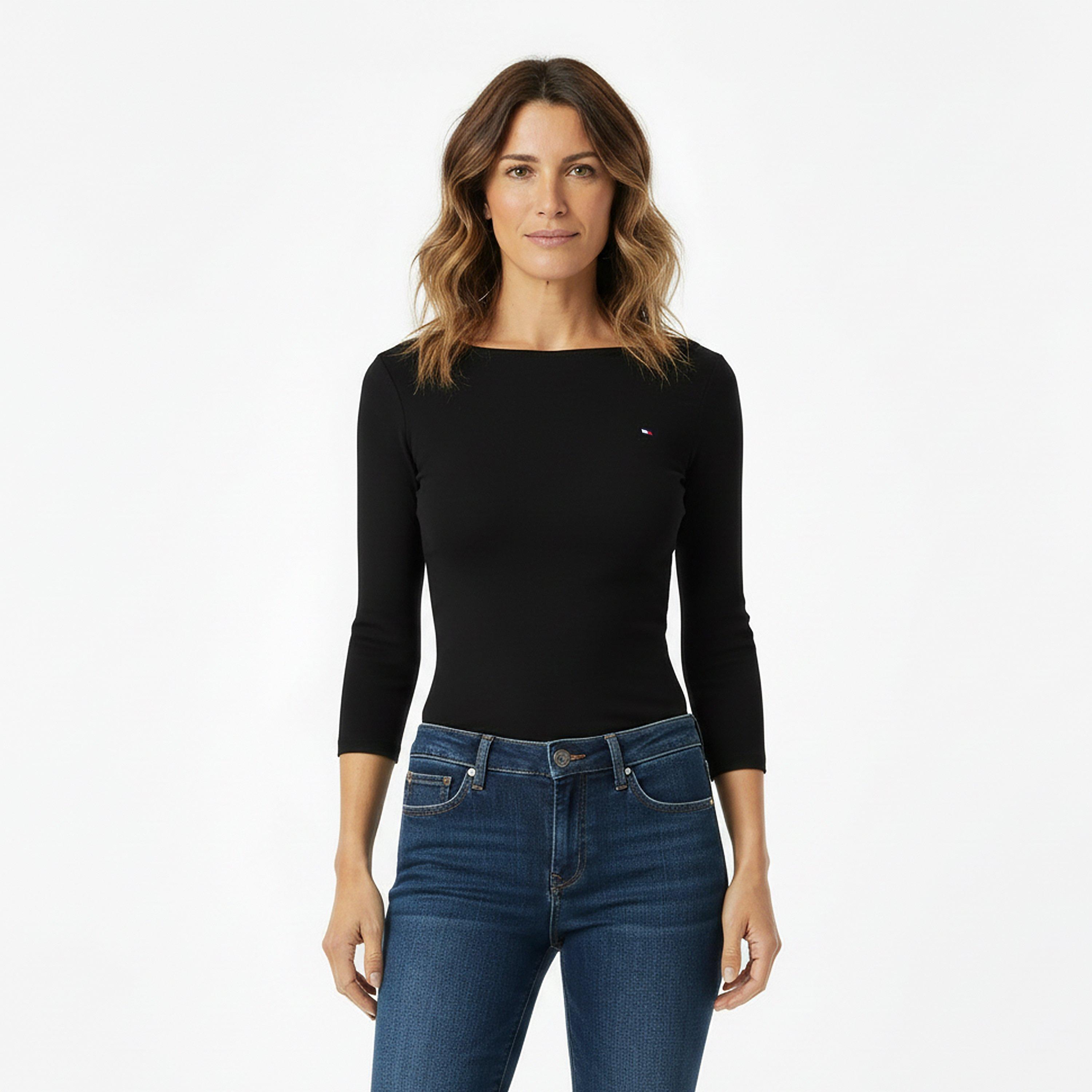Black - Tommy Hilfiger - Women's Cody Slim Boat Neck Long-Sleeve T-Shirt - 3