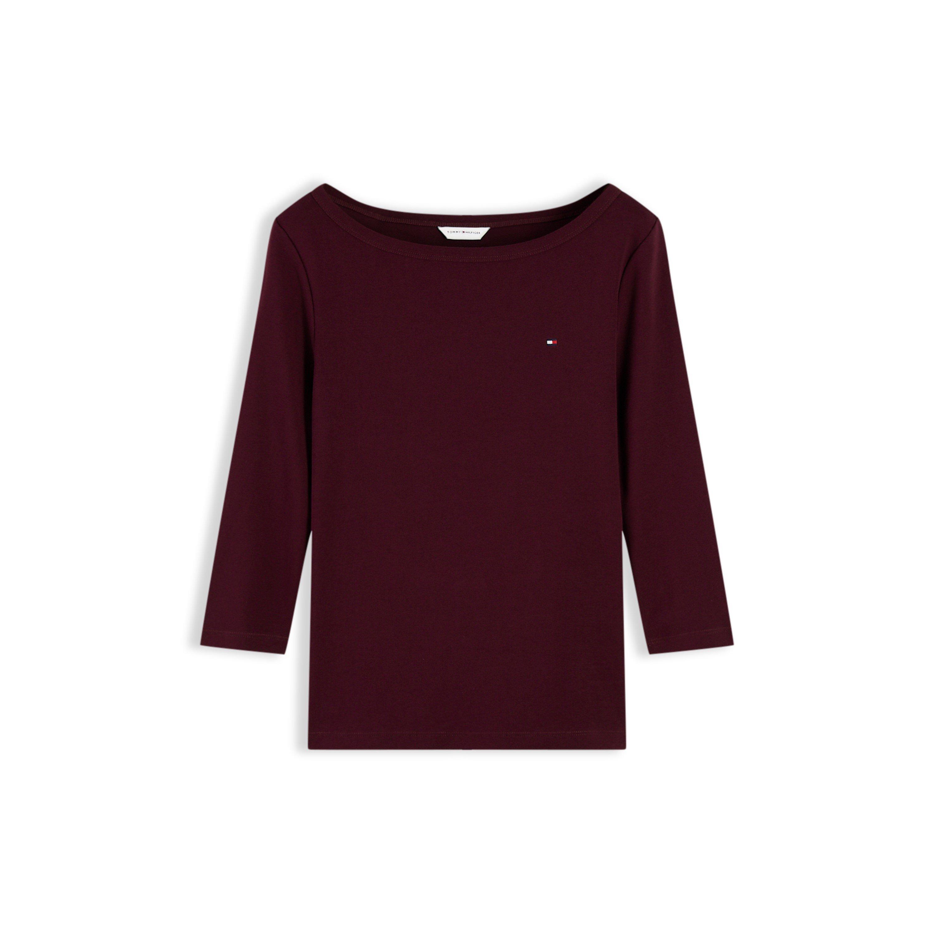 Tommy Hilfiger Women's Cody Slim Boat Neck Long-Sleeve T-Shirt - Deep Burgundy - Size 8 (XS)