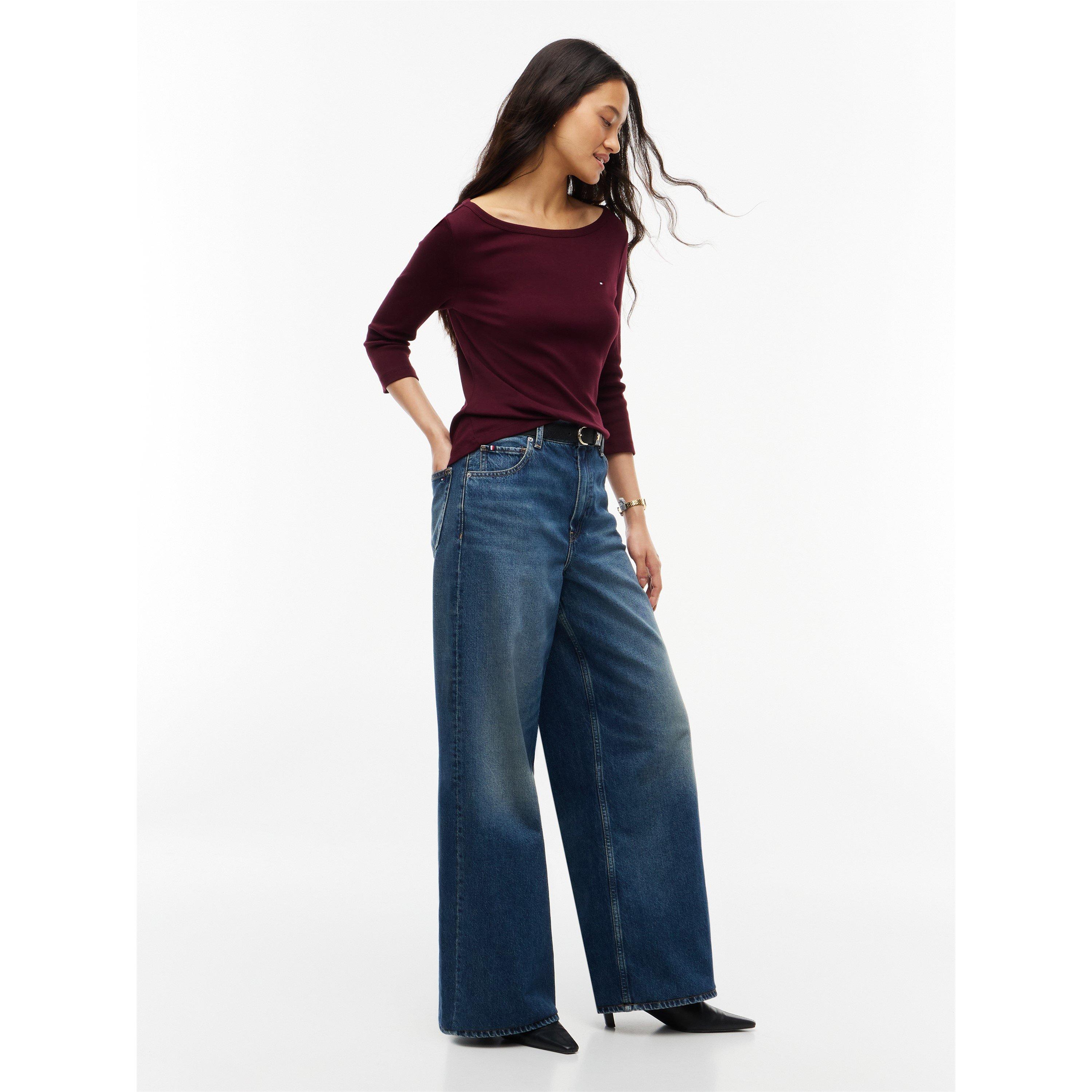 Deep Burgundy - Tommy Hilfiger - Women's Cody Slim Boat Neck Long-Sleeve T-Shirt - 4