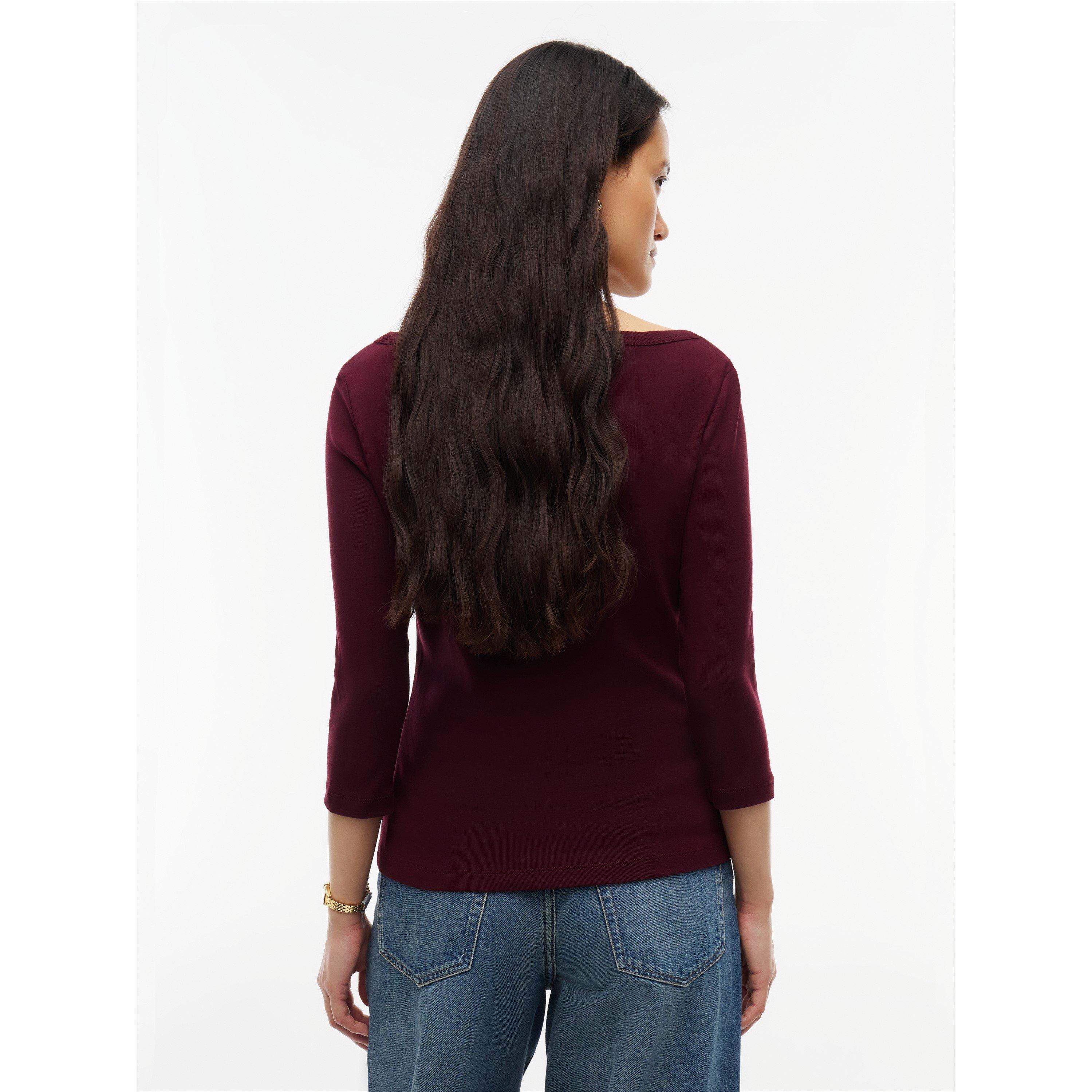Deep Burgundy - Tommy Hilfiger - Women's Cody Slim Boat Neck Long-Sleeve T-Shirt - 5