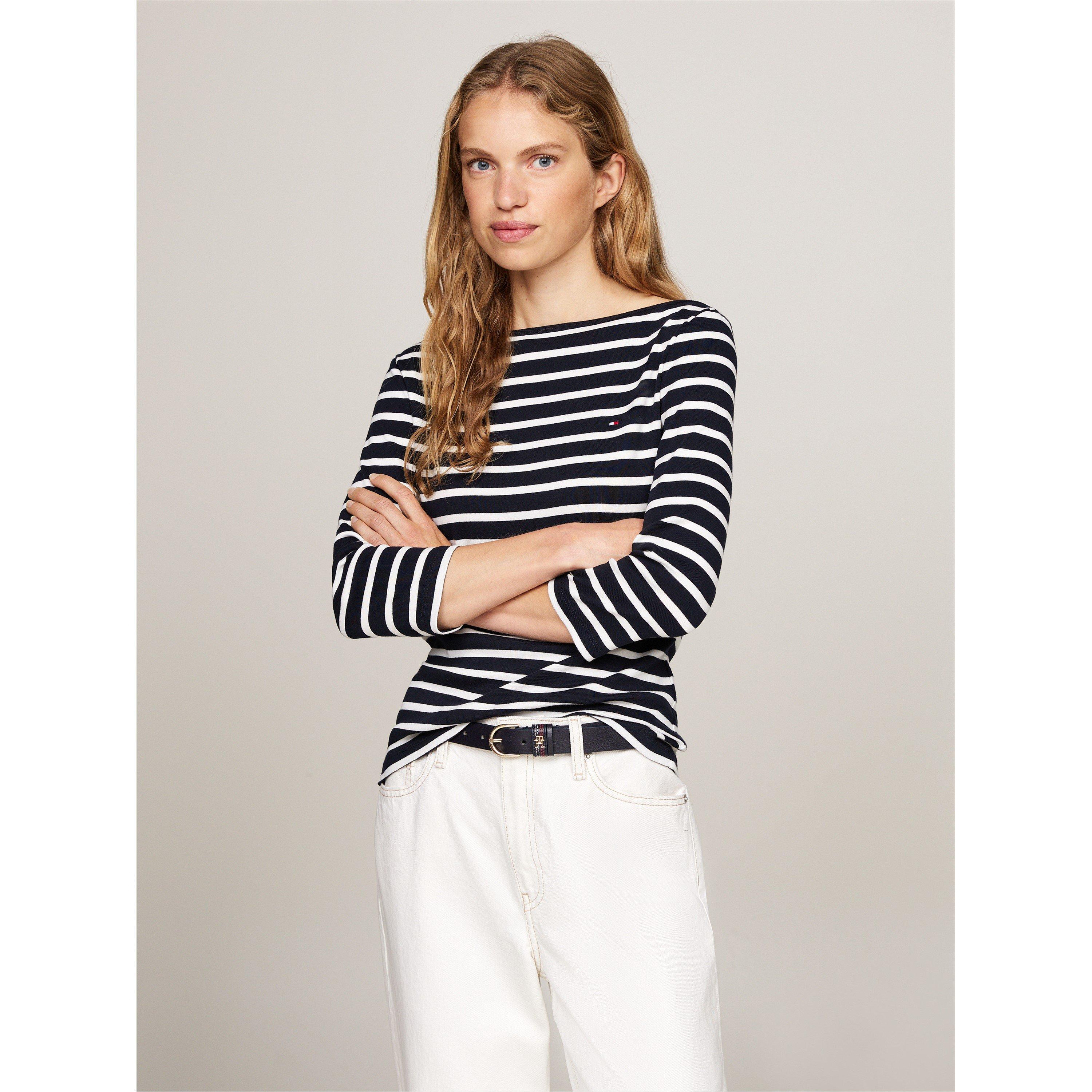 Breton Dsrt Sky - Tommy Hilfiger - Women's Cody Slim Boat Neck Long-Sleeve T-Shirt - 1