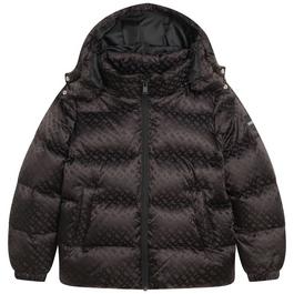 Boss Logo Hooded Down Jacket Juniors