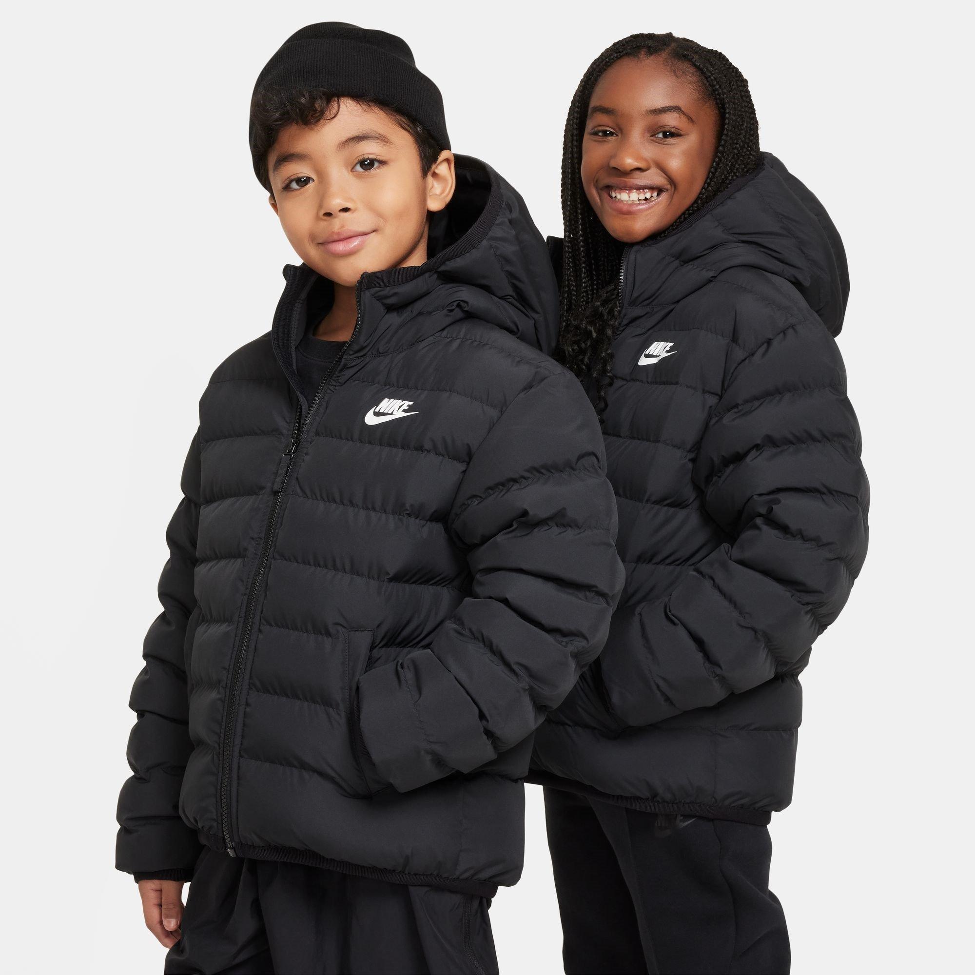 BLACK/BLACK/WHI - Nike - Sportswear Big Kids' Lightweight Synthetic Fill Hooded Jacket - 1
