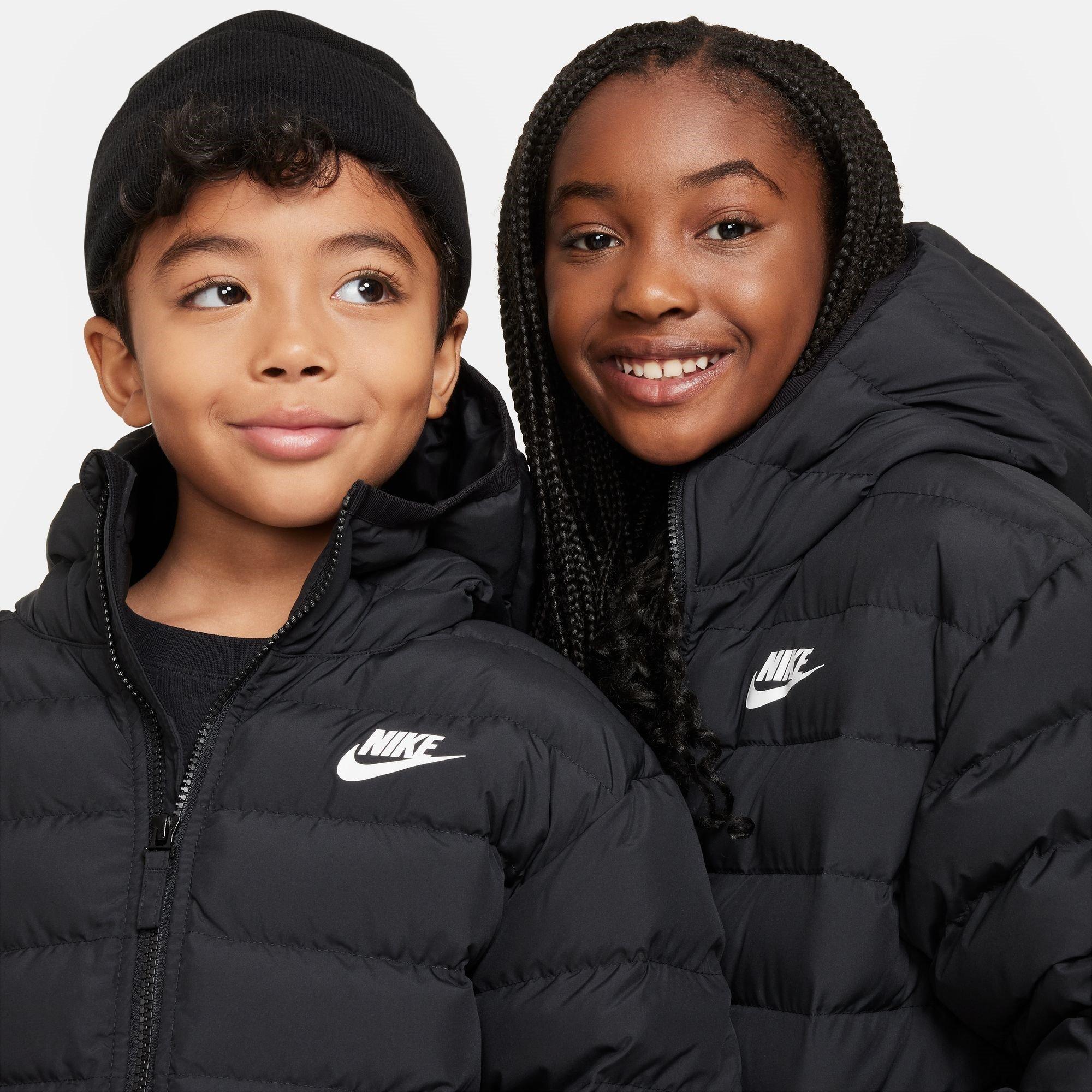 PRETO/PRETO/BRANCO - Nike - Sportswear Big Kids' Lightweight Synthetic Fill Hooded Jacket - 3