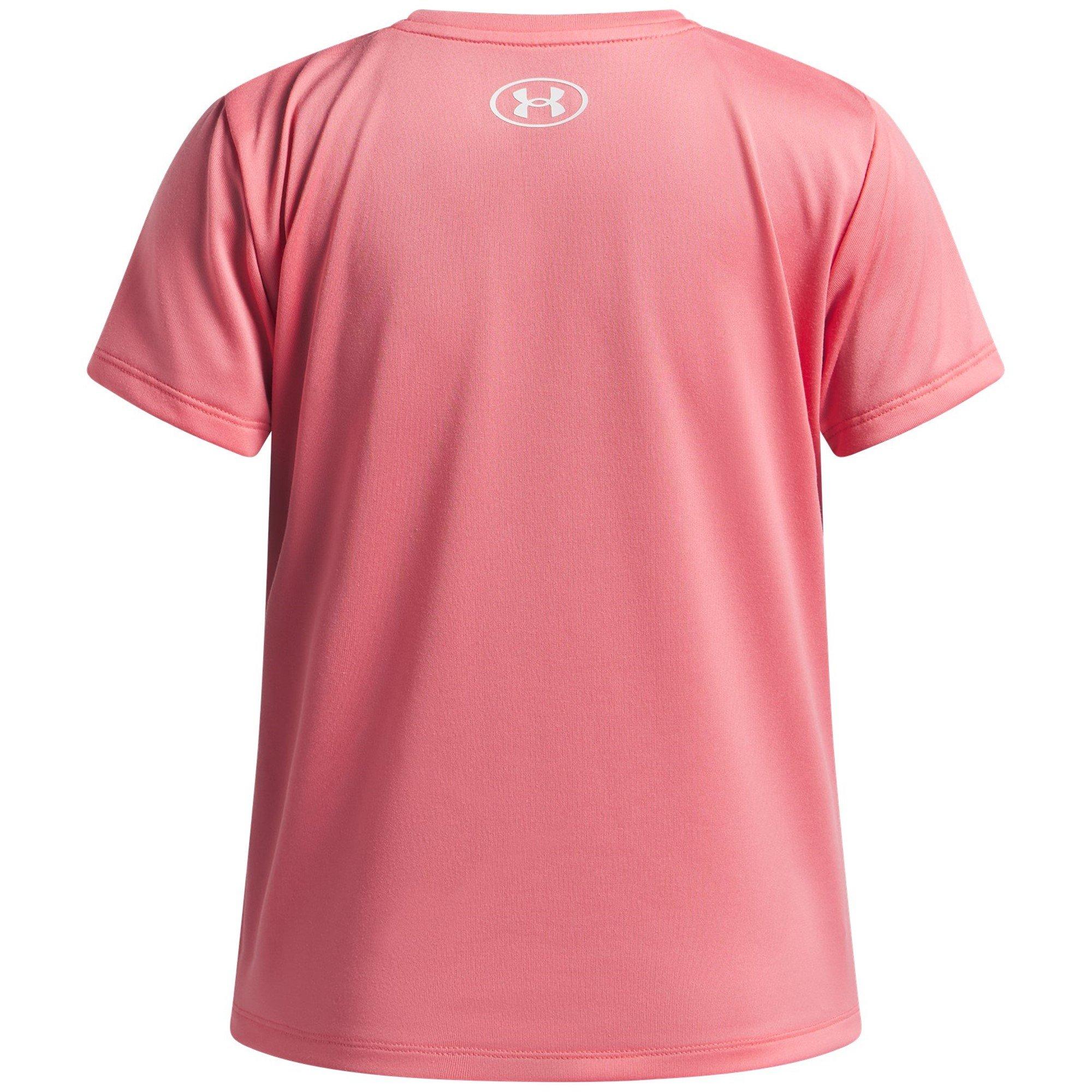 Pink/White - Under Armour - Kids' Tech Short-Sleeve Performance Gym Top - 2