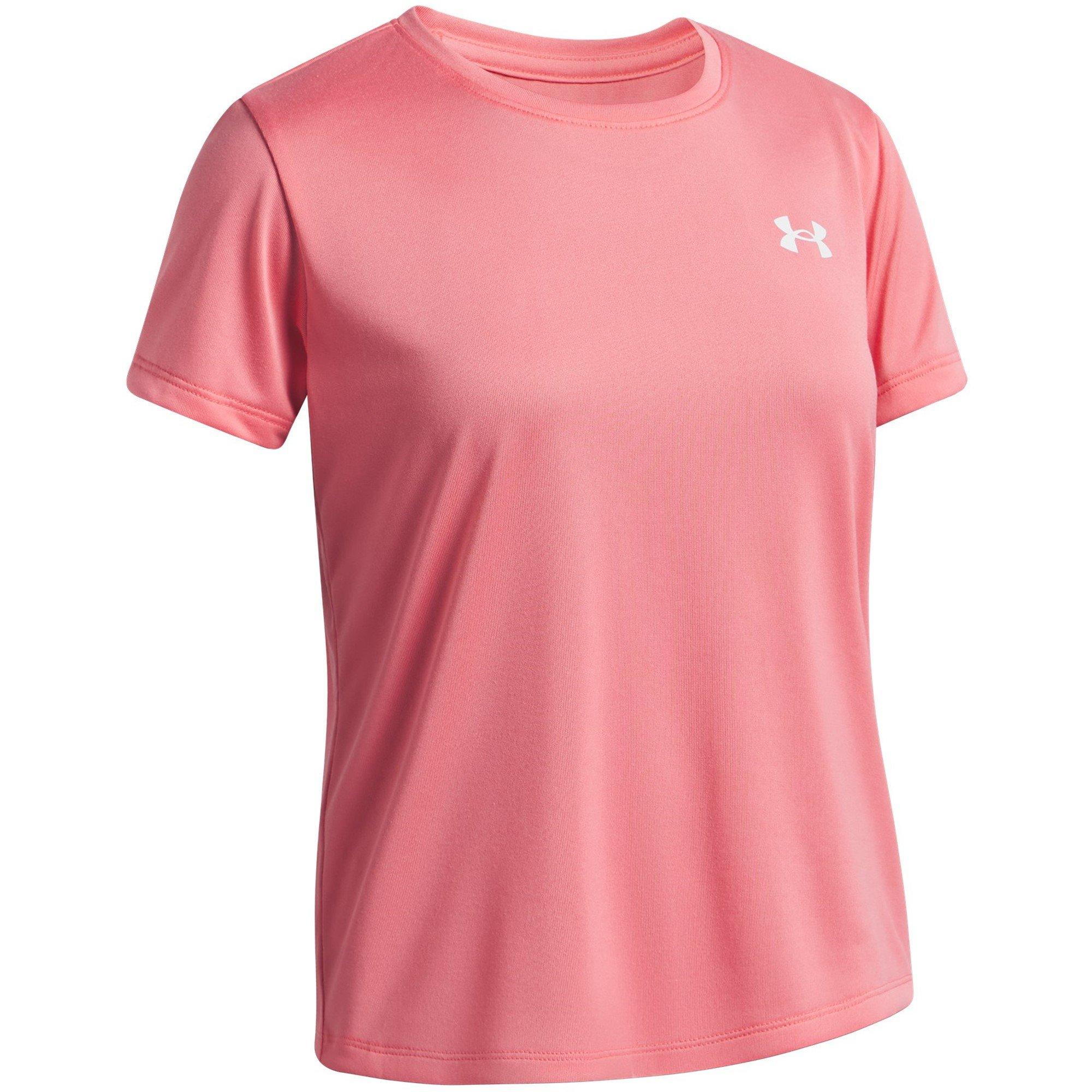 Pink/White - Under Armour - Kids' Tech Short-Sleeve Performance Gym Top - 3