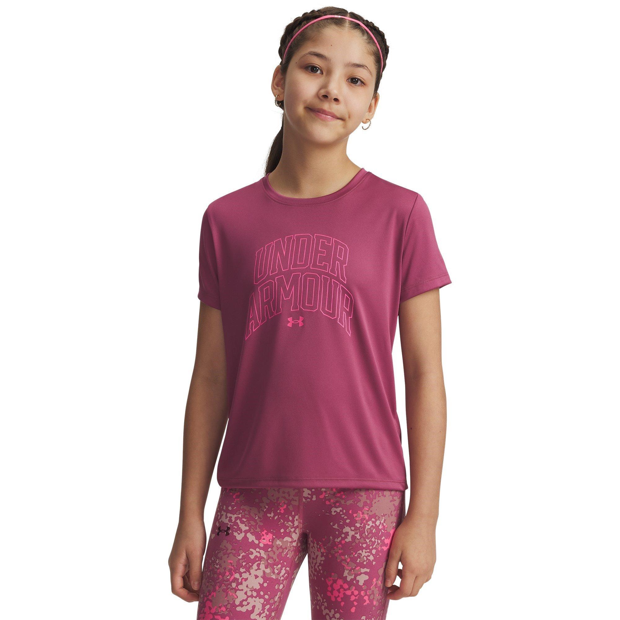 Fuchsia Dusk - Under Armour - Kids' Tech Varsity Short-Sleeve Performance Gym Top - 3