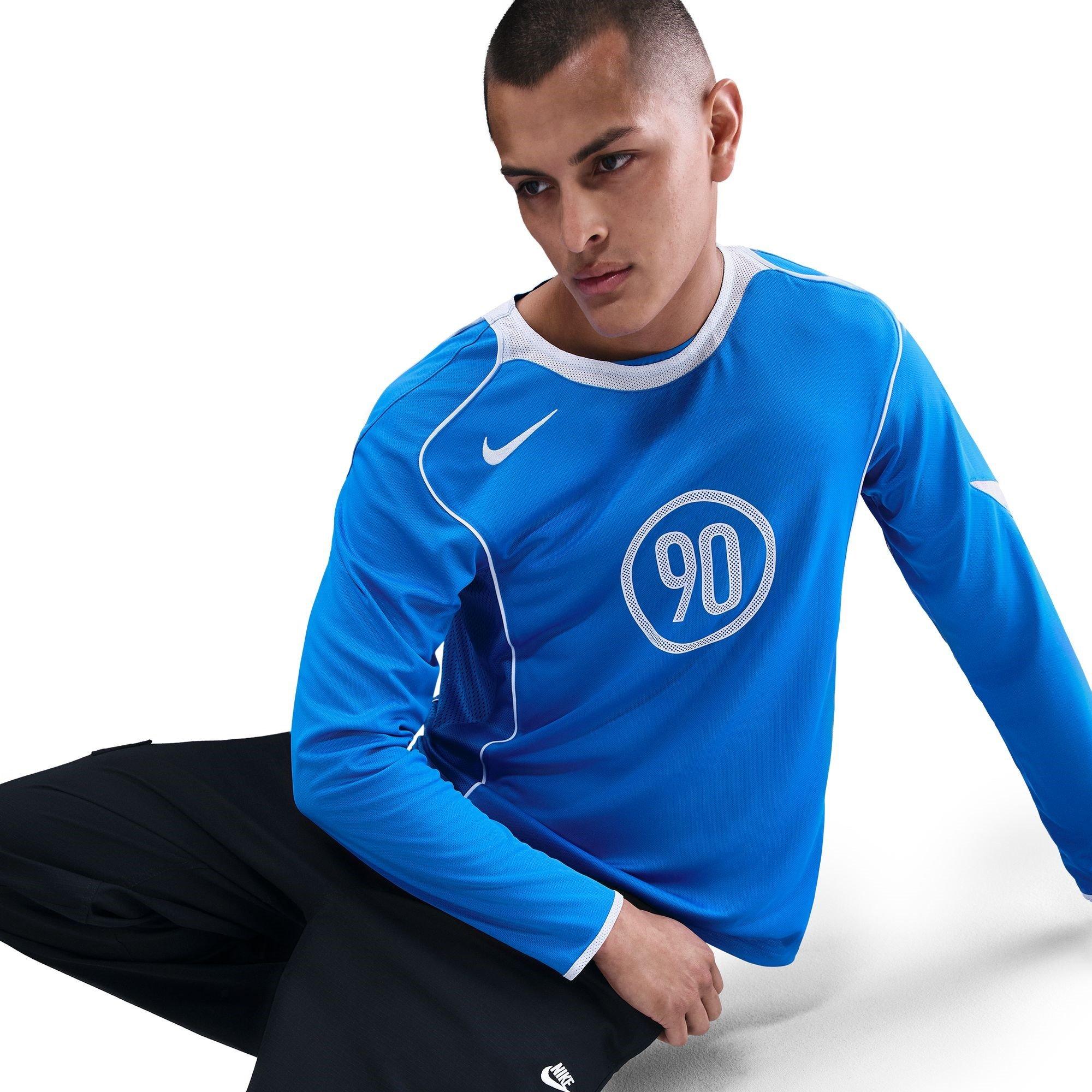Plavo/Bijelo - Nike - Men's T90 Energy Long Sleeve Performance T-Shirt - 5