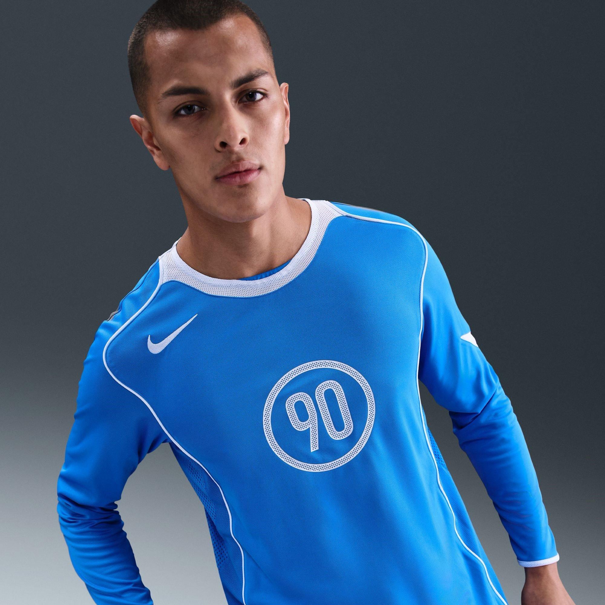 Plavo/Bijelo - Nike - Men's T90 Energy Long Sleeve Performance T-Shirt - 6