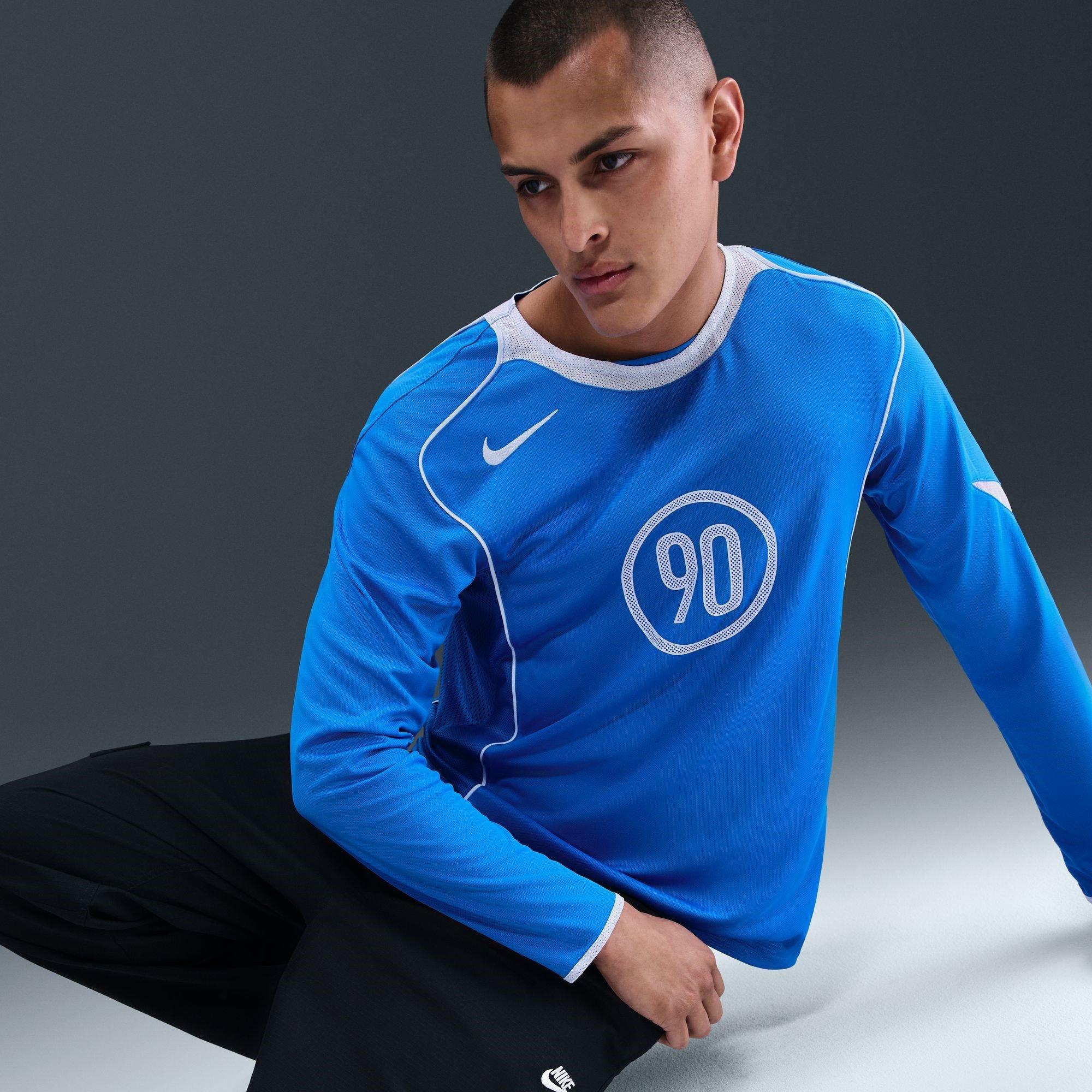 Plavo/Bijelo - Nike - Men's T90 Energy Long Sleeve Performance T-Shirt - 10