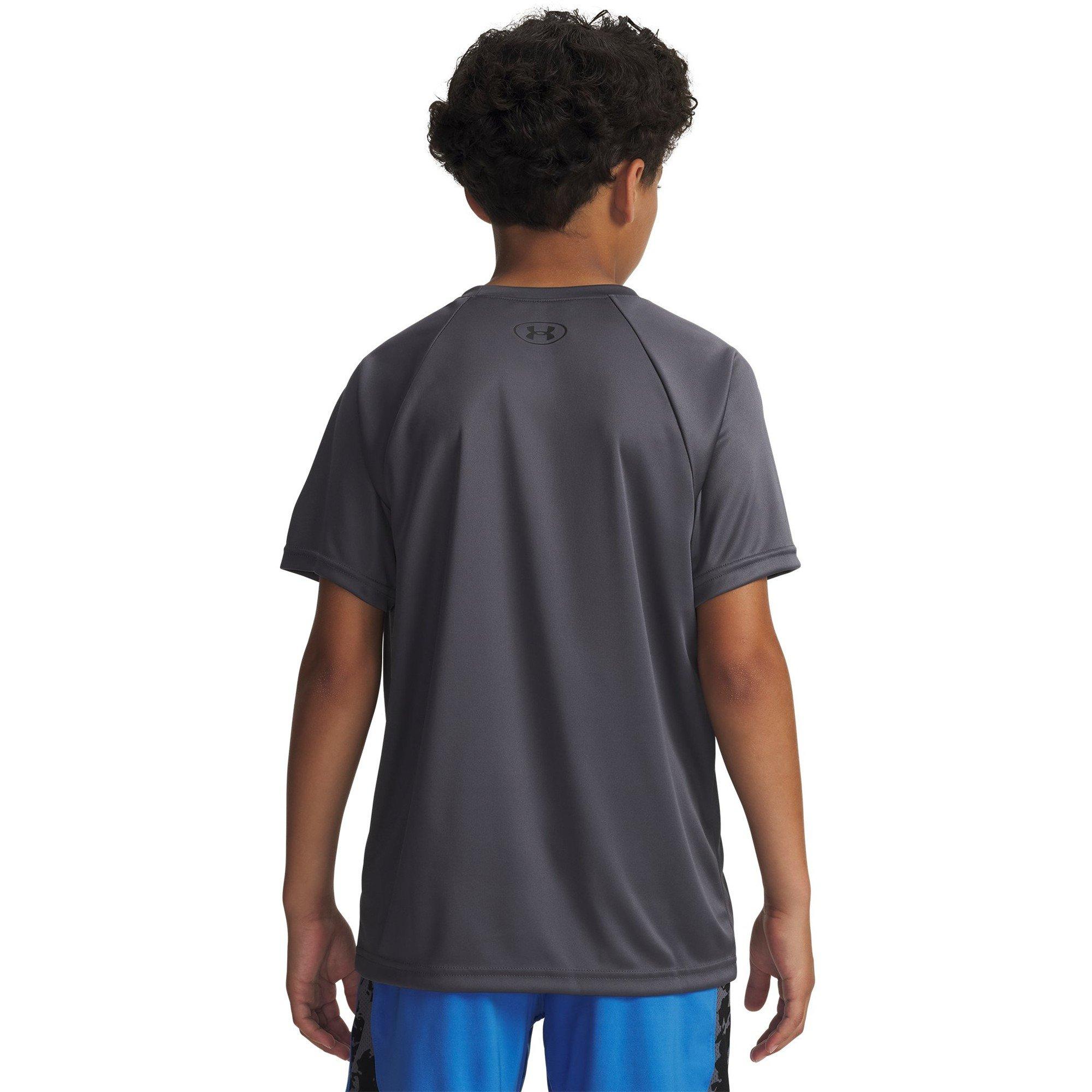 Grå - Under Armour - Under Armour Ua Tech Split Wordmark Ss Gym Top Boys - 4
