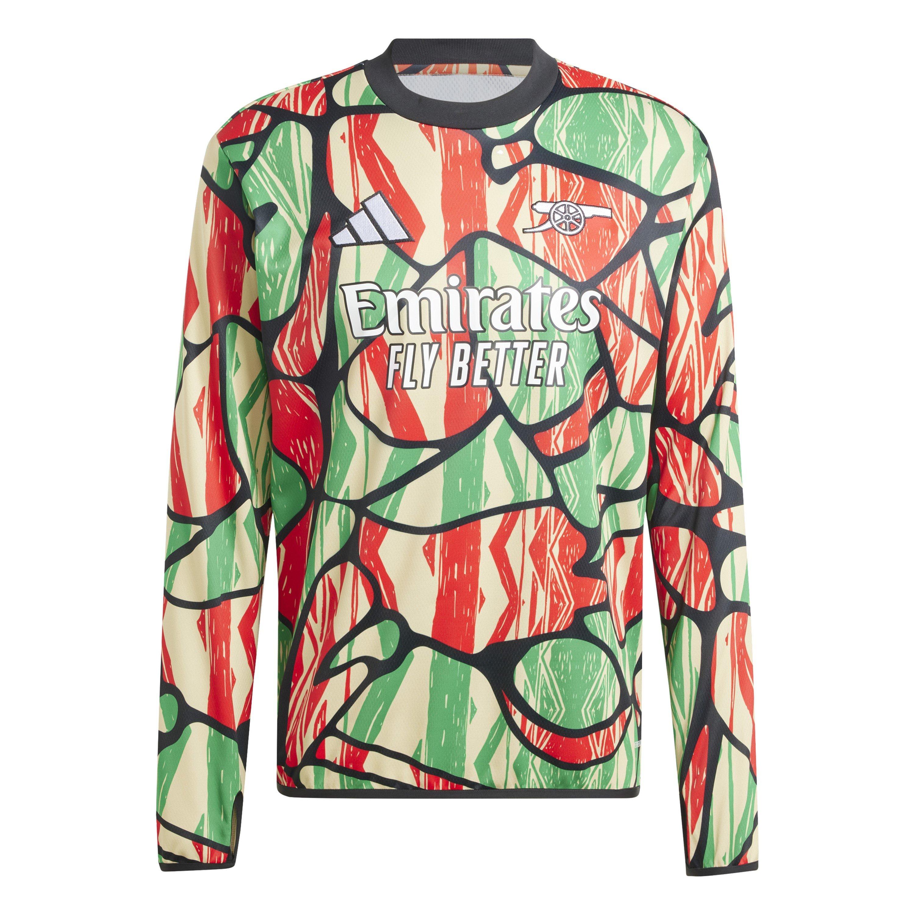 Red/Black - adidas - Arsenal Long Sleeve Pre Match Shirt 24/25 Mens - 1