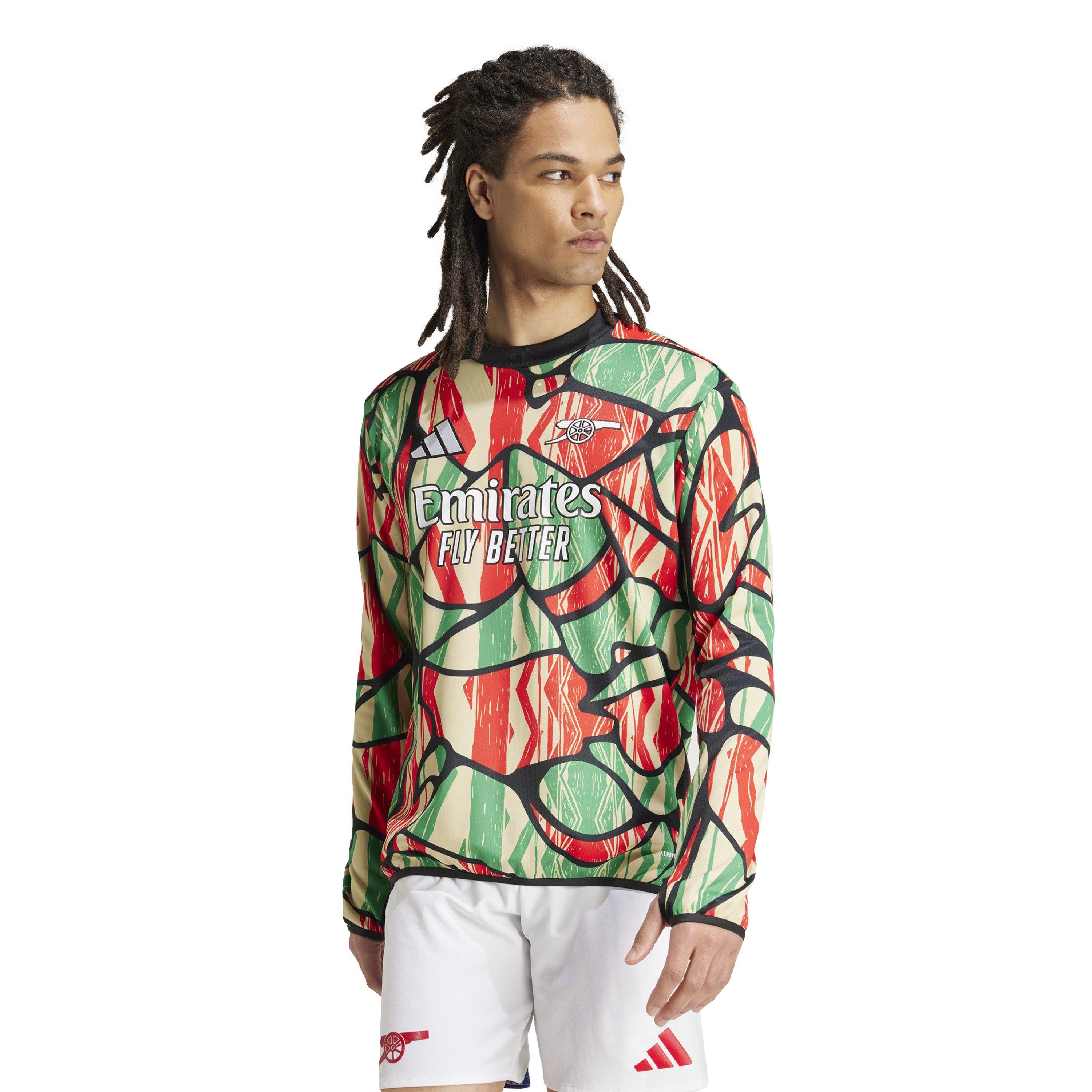 Red/Black - adidas - Arsenal Long Sleeve Pre Match Shirt 24/25 Mens - 3