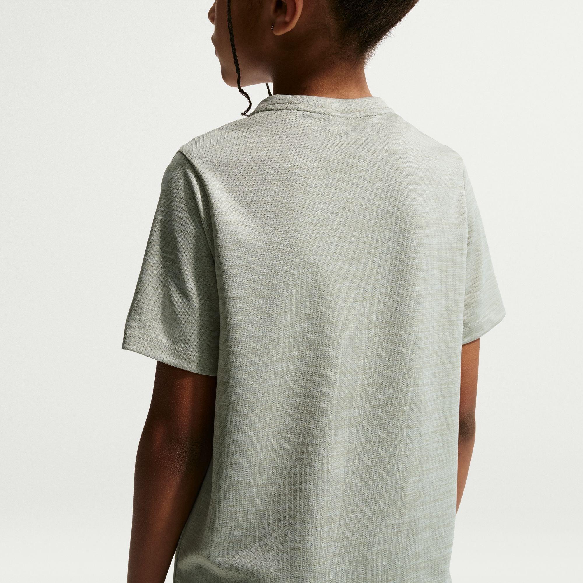 Fog/Green/Silv - Nike - Kids' Miler Short Sleeve Performance Gym Top - 2
