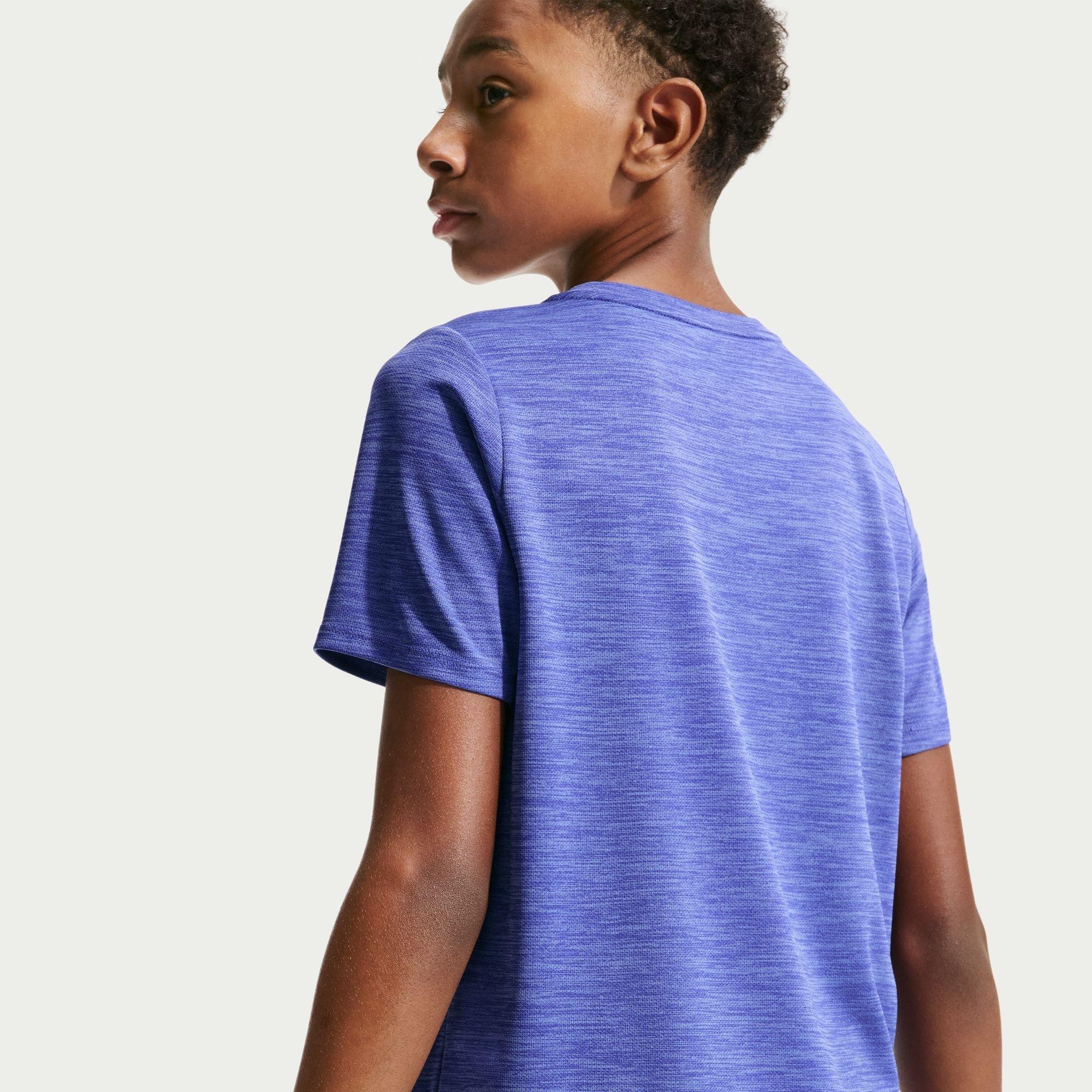 Lapis/Silver - Nike - Kids' Miler Short Sleeve Performance Gym Top - 2