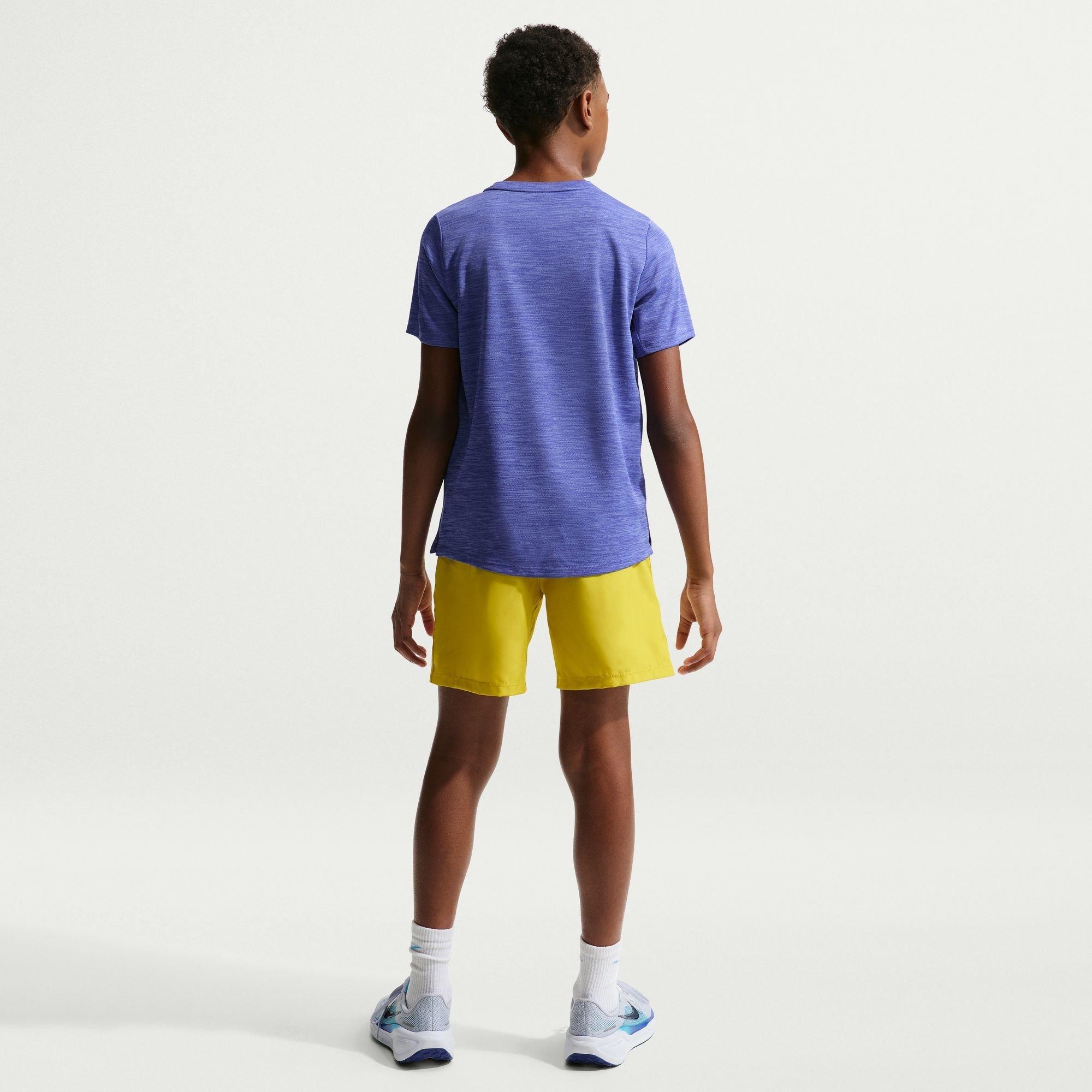 Lapis/Silver - Nike - Kids' Miler Short Sleeve Performance Gym Top - 4