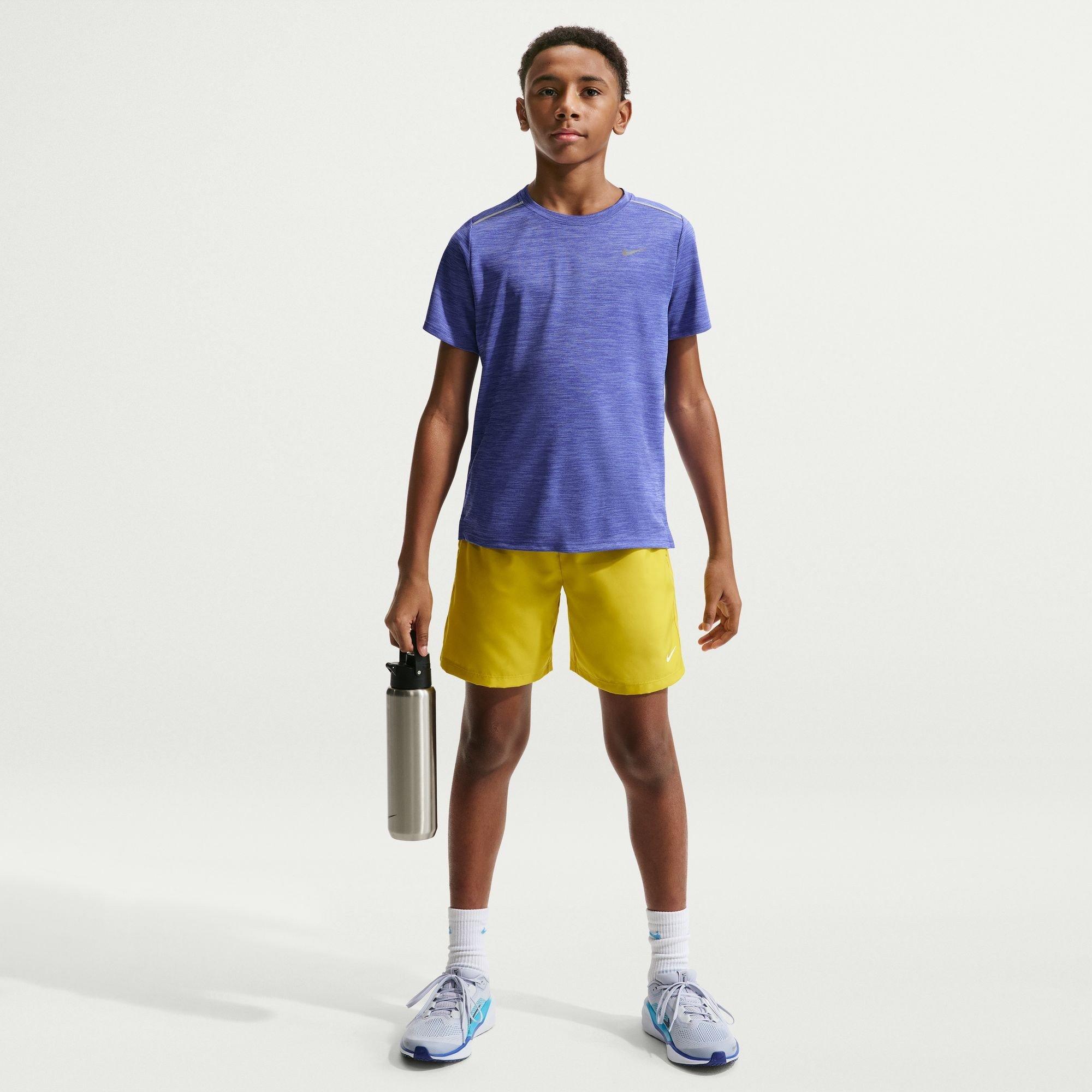 Lapis/Silver - Nike - Kids' Miler Short Sleeve Performance Gym Top - 5