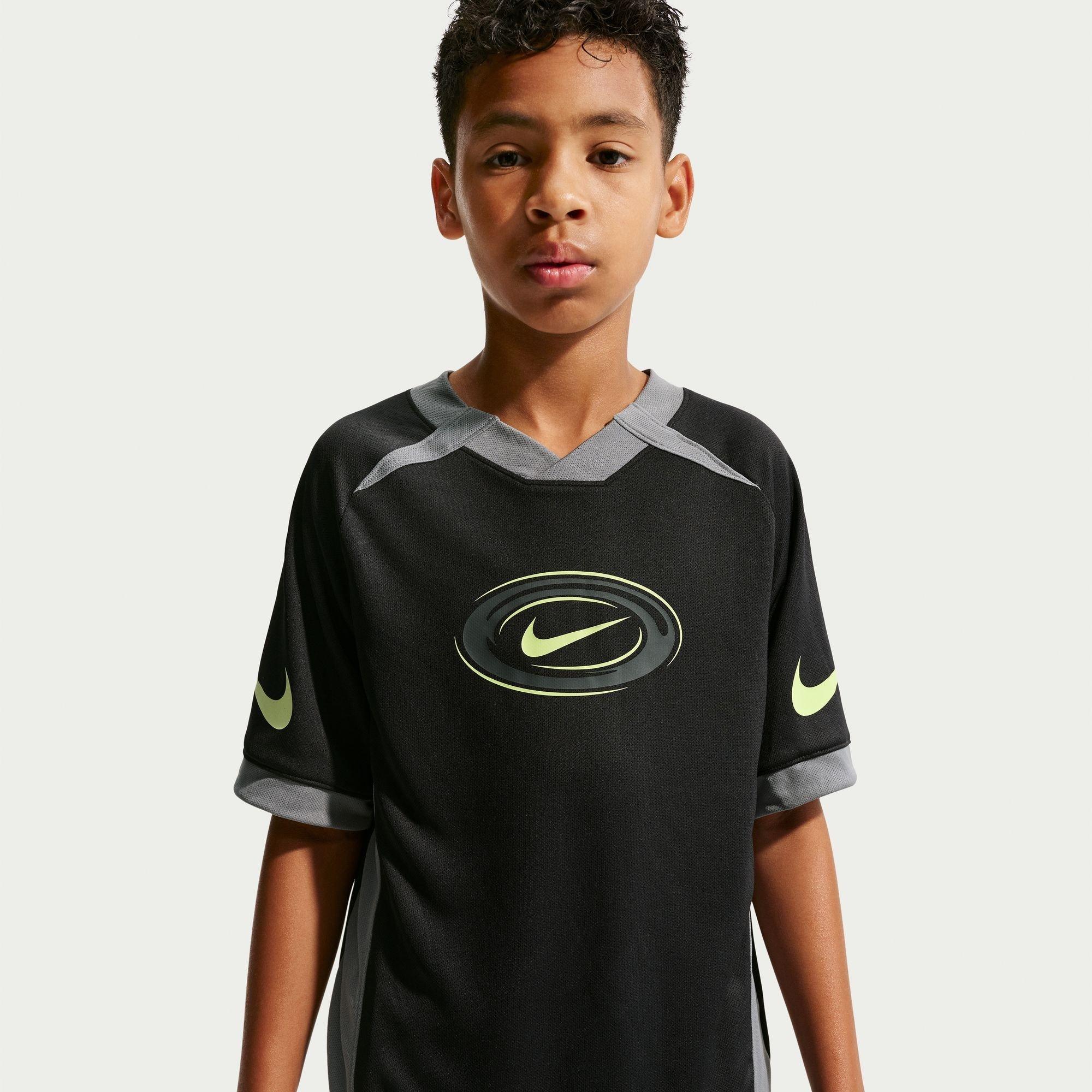 Black/Grey/Lime - Nike - Kids' Short Sleeve Performance Gym Top - 1