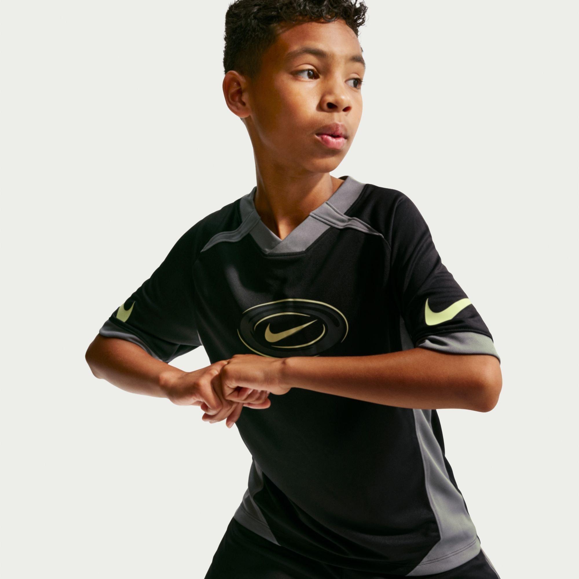 Black/Grey/Lime - Nike - Kids' Short Sleeve Performance Gym Top - 3
