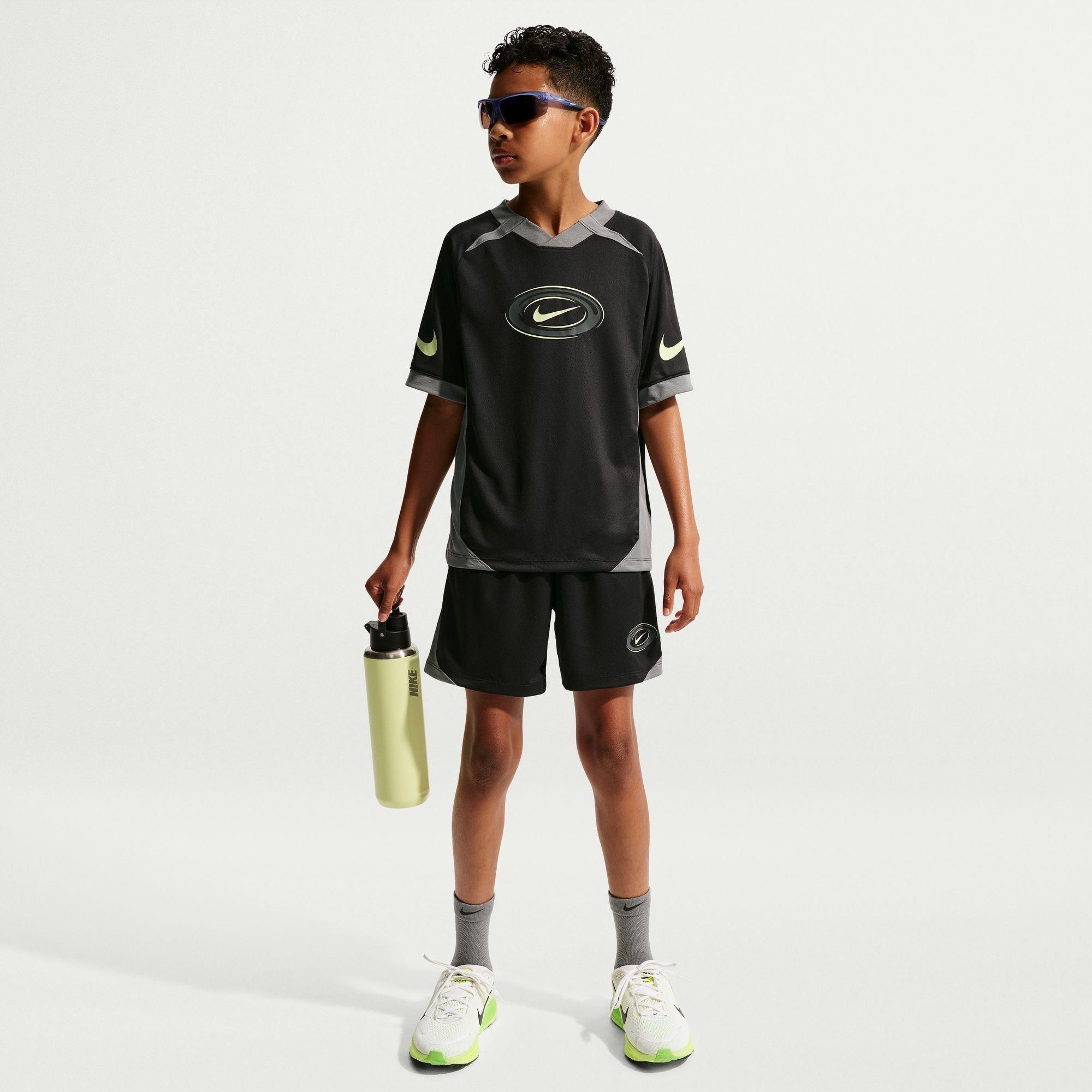 Black/Grey/Lime - Nike - Kids' Short Sleeve Performance Gym Top - 4