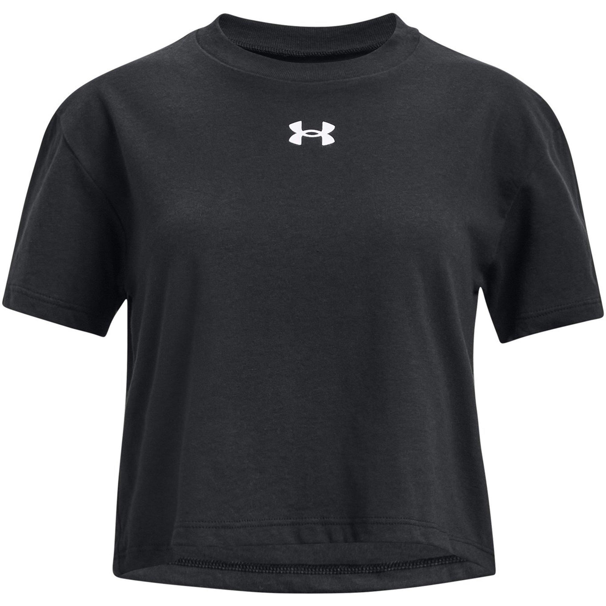 Black - Under Armour - Kids' Cropped Short-Sleeve Performance Gym Top - 1