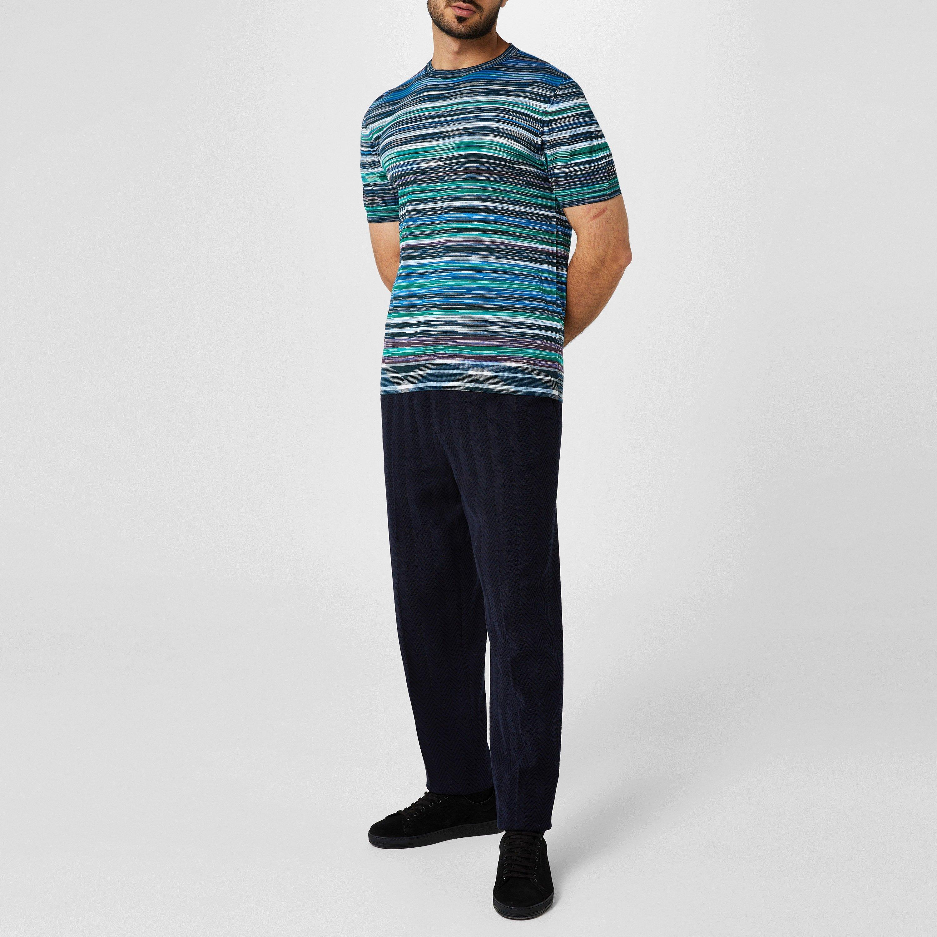 【イタリア製/極上】MISSONI UOMO リネン 半袖シャツ ロイヤルブルー Missoni Striped Crew T-Shirt | Cruise Fashion
