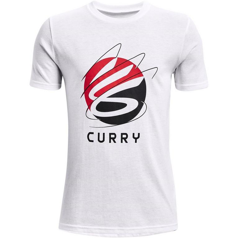 Blanc/Noir - Under Armour - Under Curry Logo T Shirt Junior Boys - 1