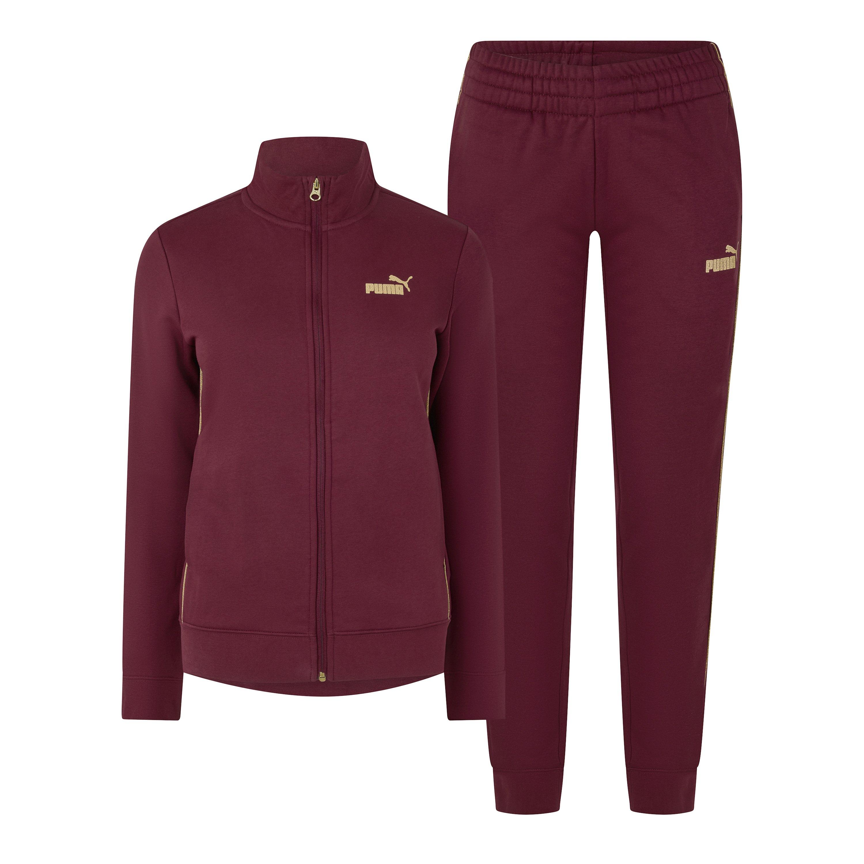 Ruby Shimmer - Puma - Women's Textured Foil Logo Full Zip Fleece Tracksuit - 1