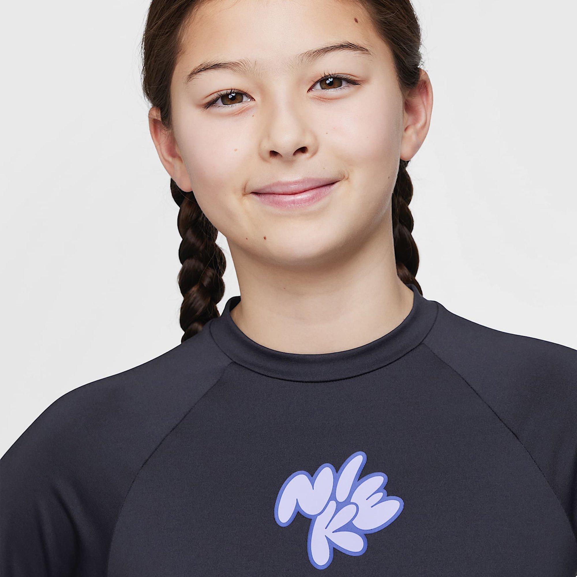 Black - Nike - Swim Junior Girls Dri-FIT Long-Sleeve Hydroguard - 3