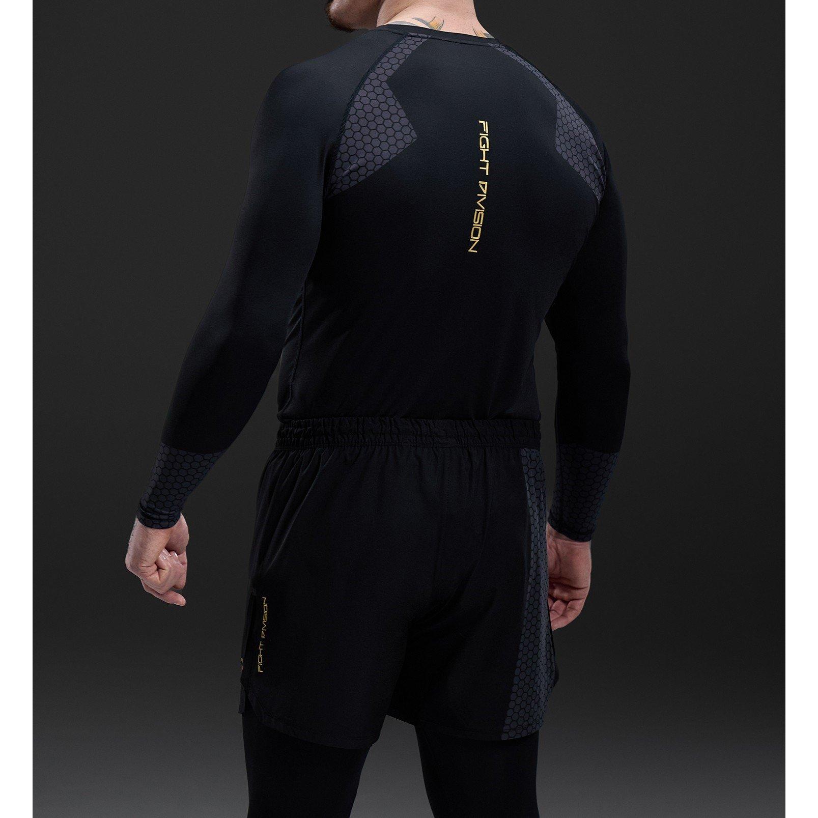 Schwarz - Gym King - Fight Division Long Sleeve Rash Guard Top Mens - 2