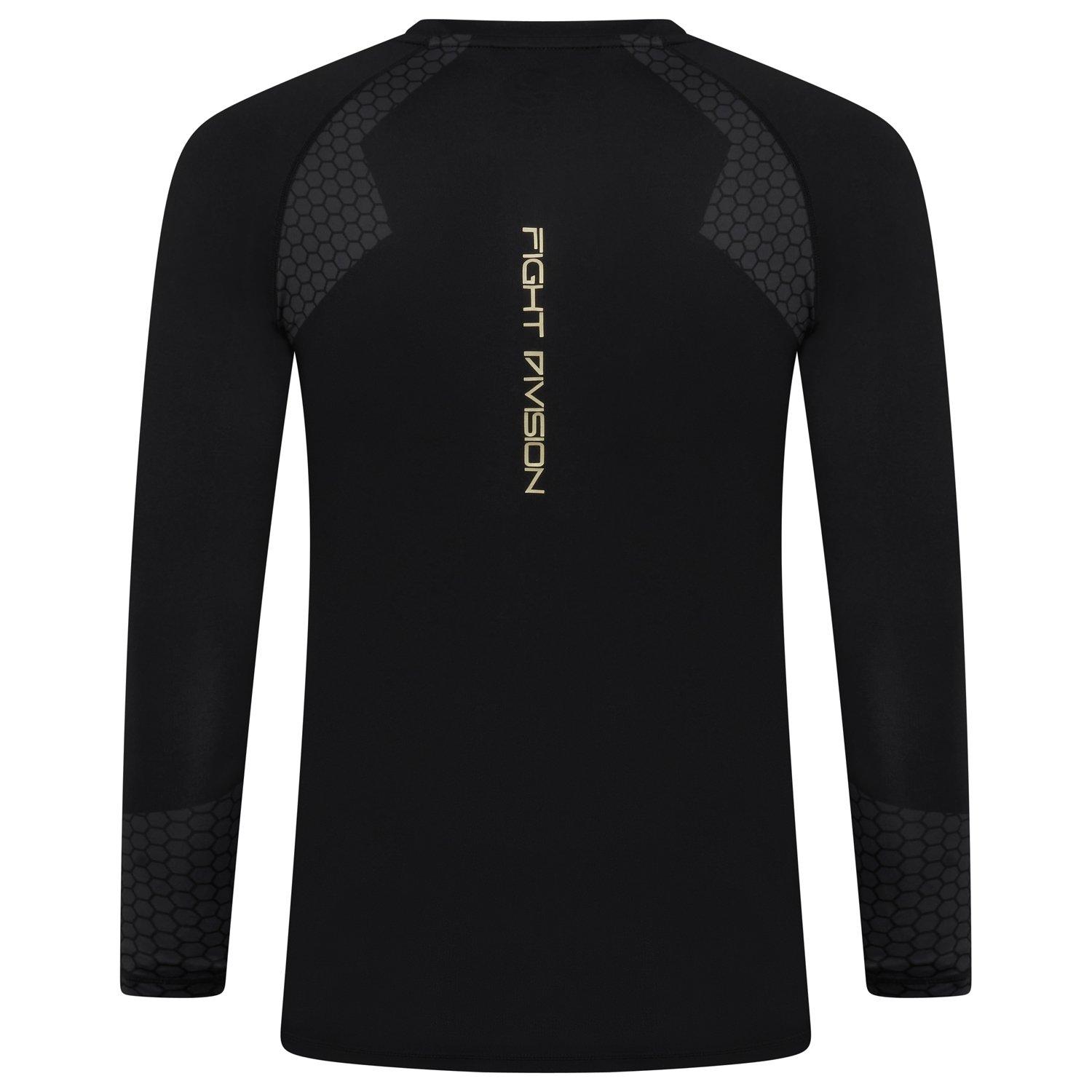 Schwarz - Gym King - Fight Division Long Sleeve Rash Guard Top Mens - 4
