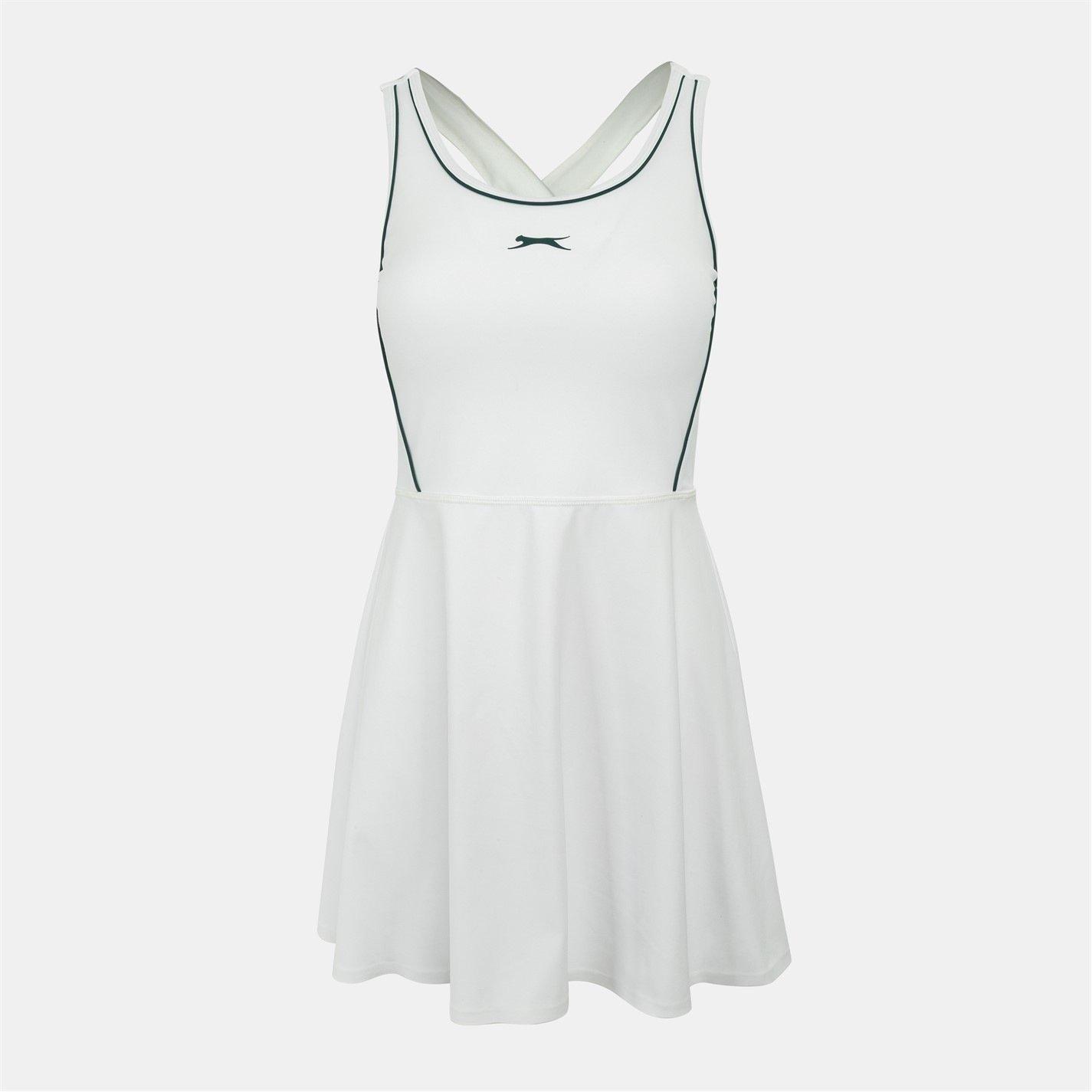 Slazenger Women's Flared T Dress - White/Forest Gr - 10 (38)