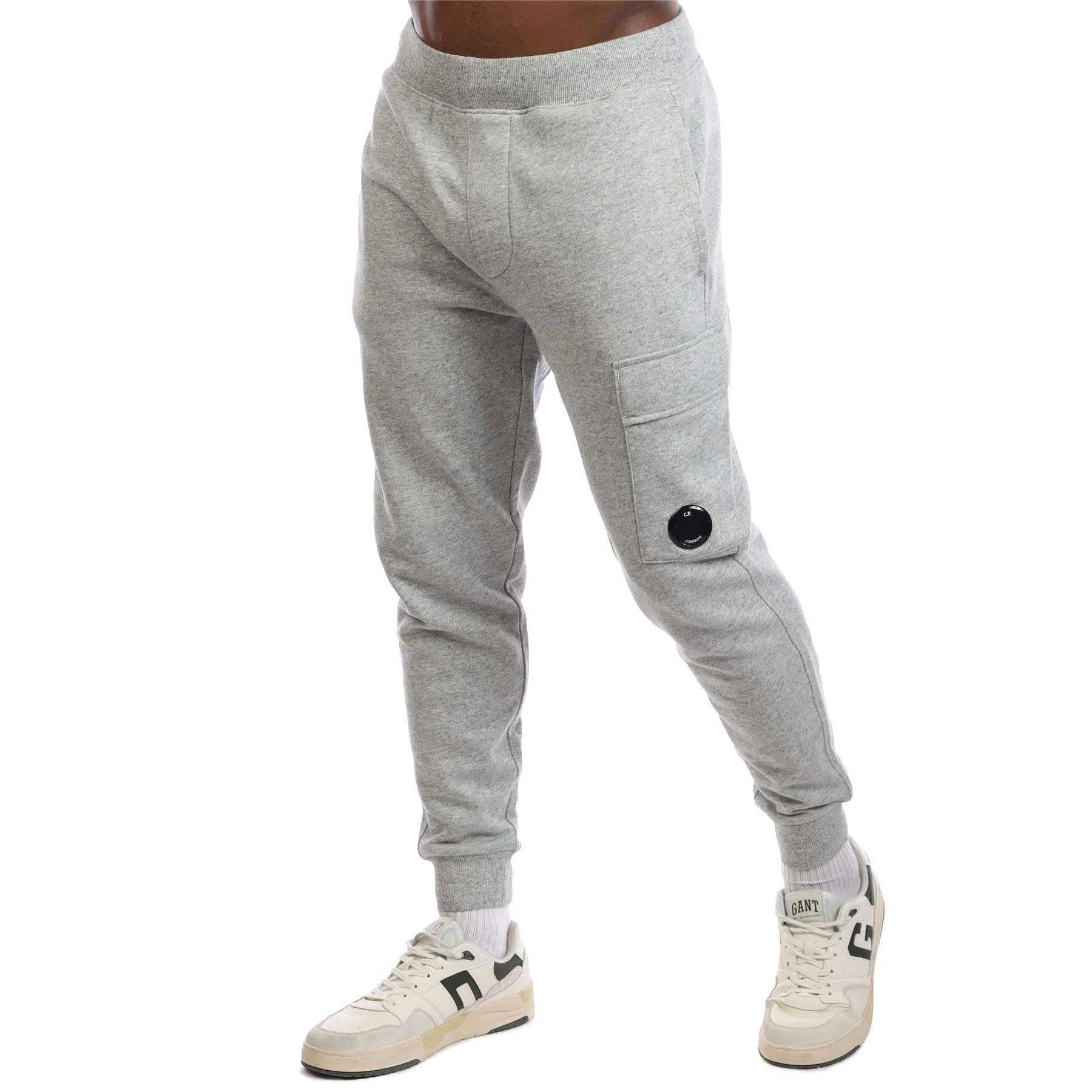 Cp Company Men's Diagonal Raised Fleece Lens Cargo Tracksuit Bottoms - Grey - 2XL (54)