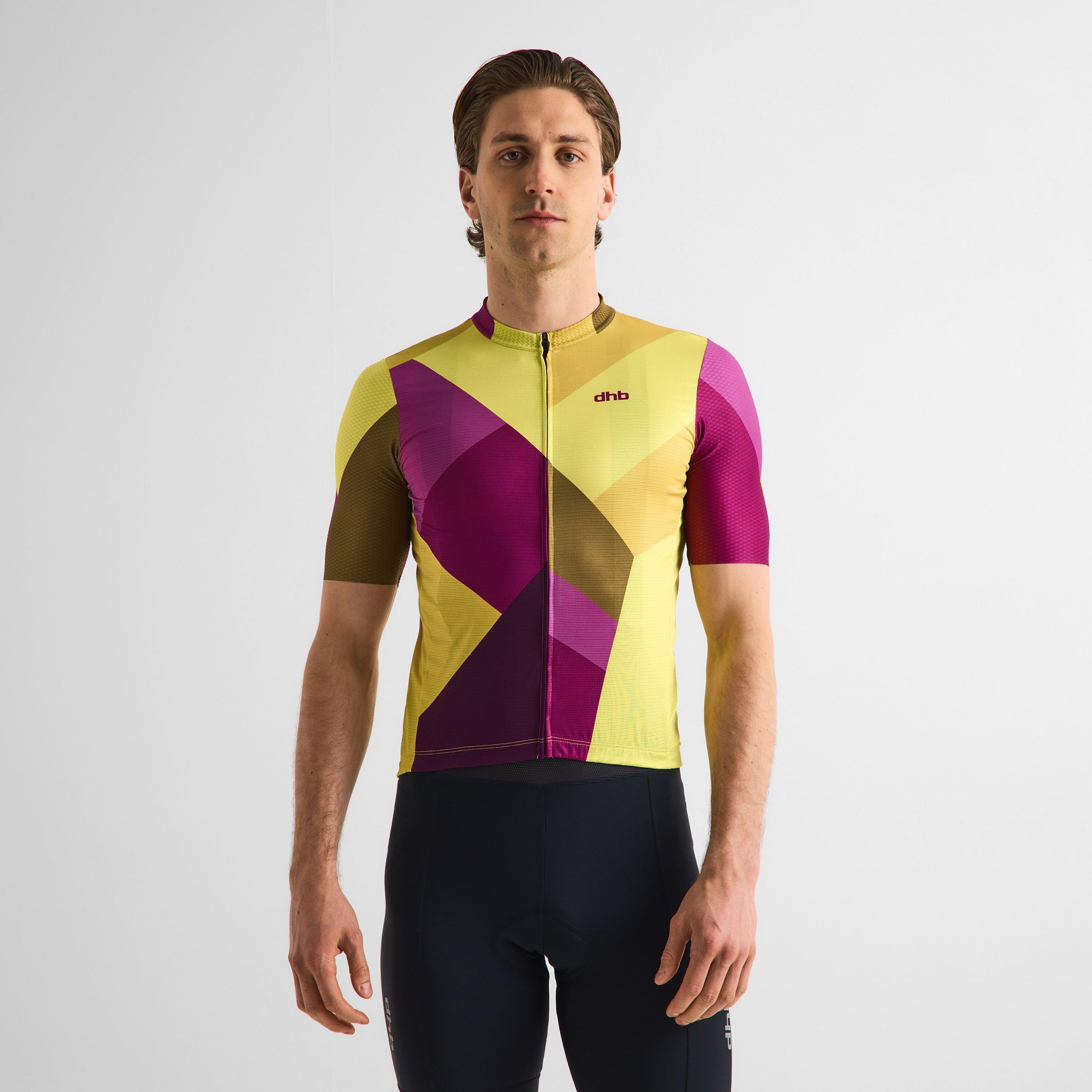 Žuto/Ljubičasto - Dhb - Dhb Blok Short Sleeve Jersey 3.0 Unisex - 3