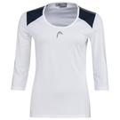 Blanc/Bleu foncé - HEAD - CLUB 3 Quarter Sleeve T-Shirt - 1