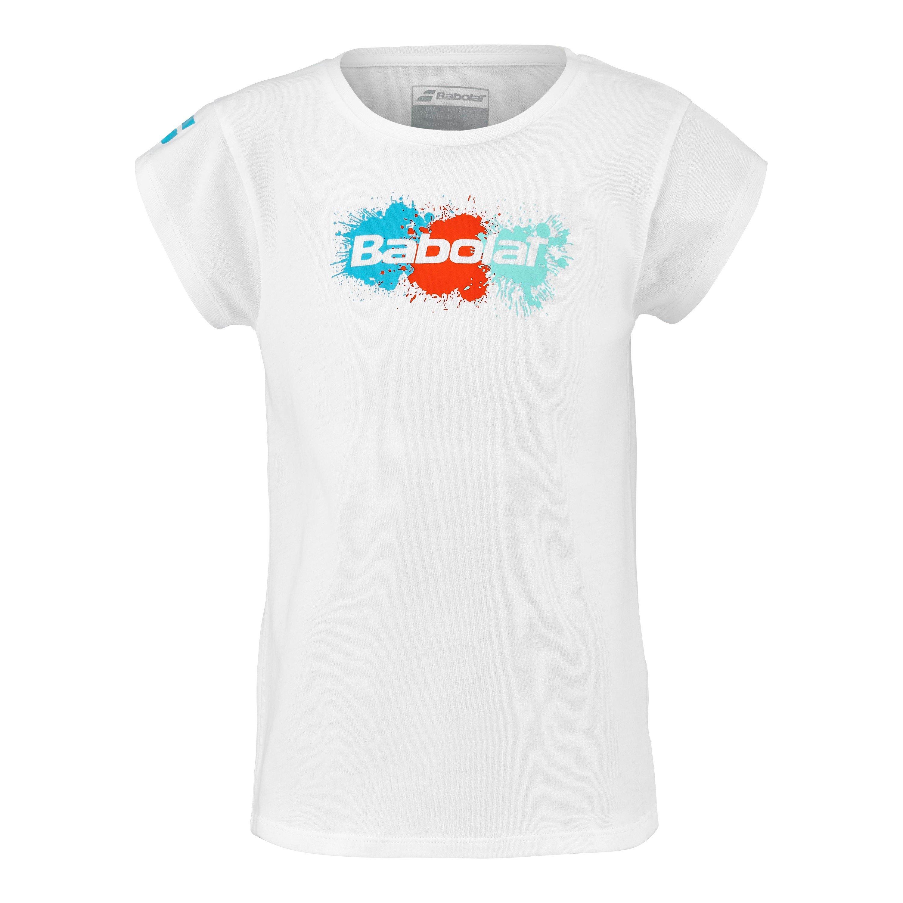 Babolat Girls Kids' Exercise Cotton Short-Sleeve Performance T-Shirt - White - 10-12 Yrs