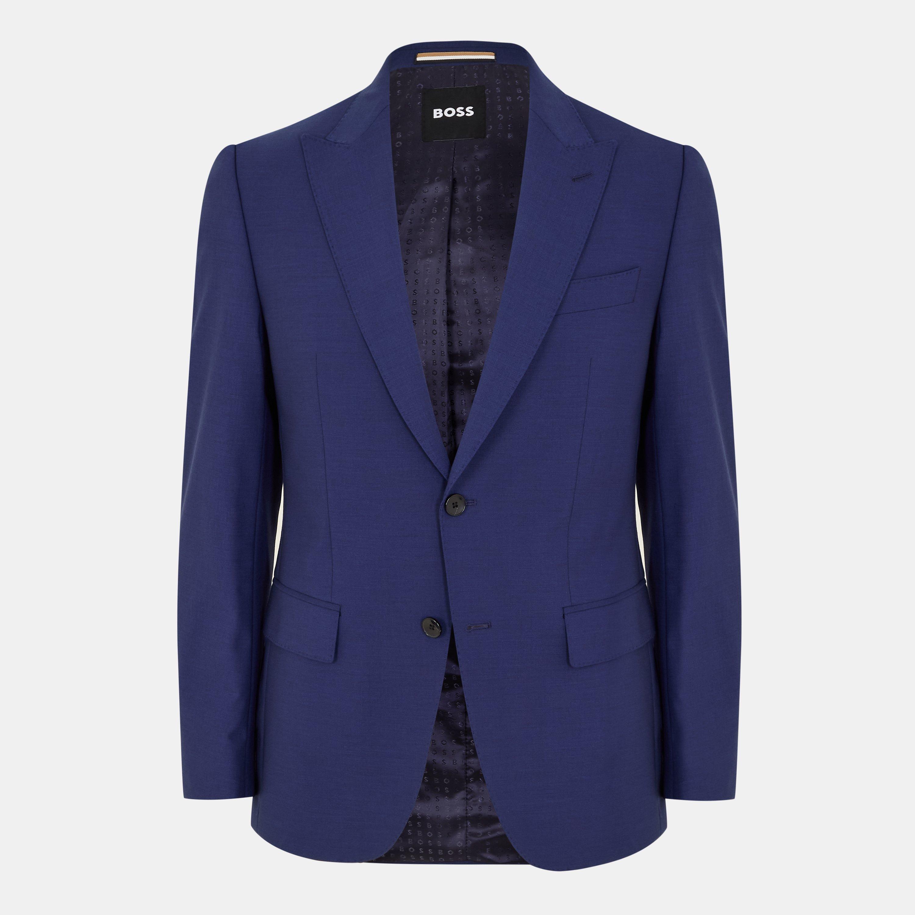Boss Men's H Huge Peak Lapel Tailored Fit Suit - Medium Blue - 38 (48)
