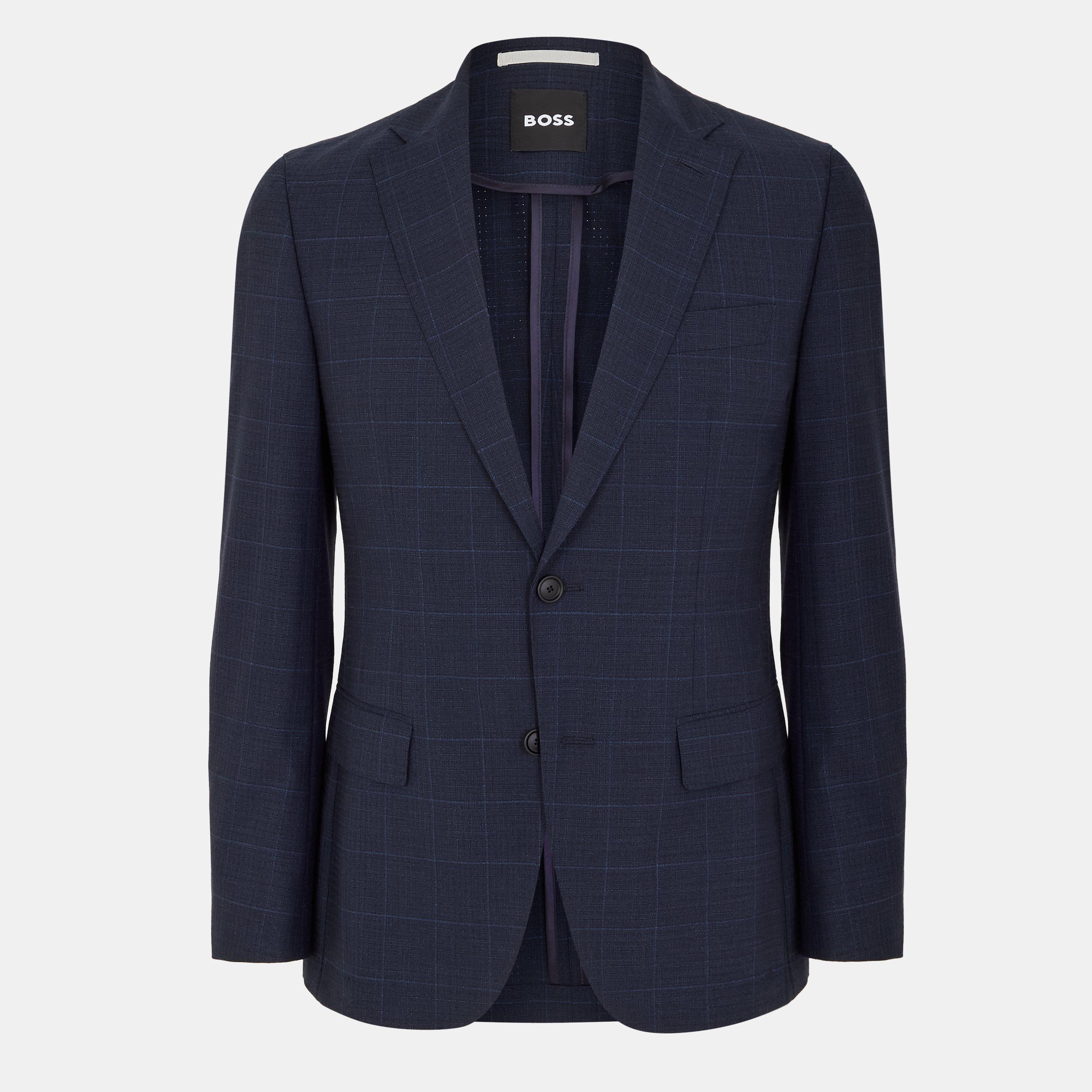 Dark Blue - Boss - Men's Check 2-Piece Suit - 1