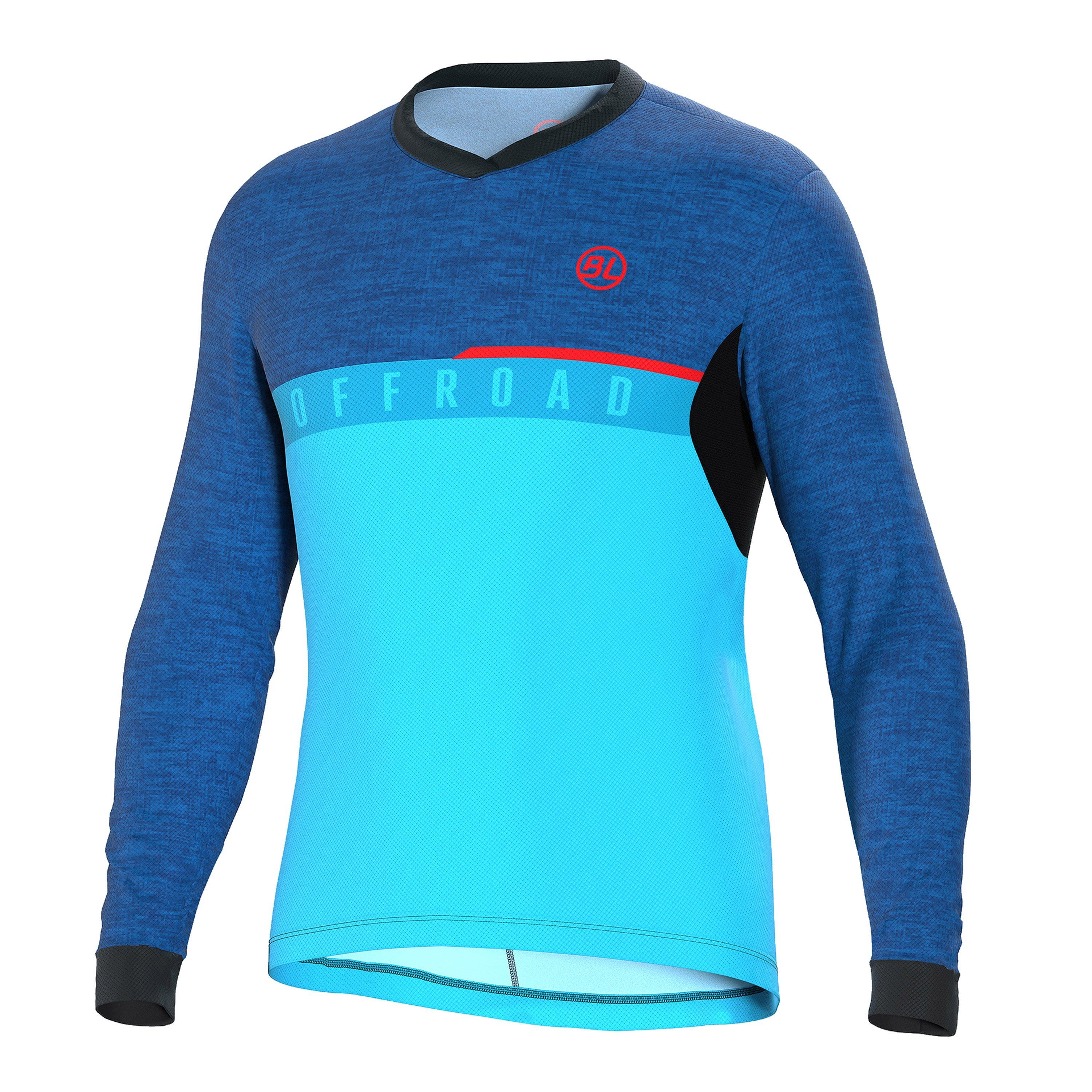 Bleu - Bicycle Line - Mens AGORDO Loose Fit Long Sleeve Cycling Jersey - 1