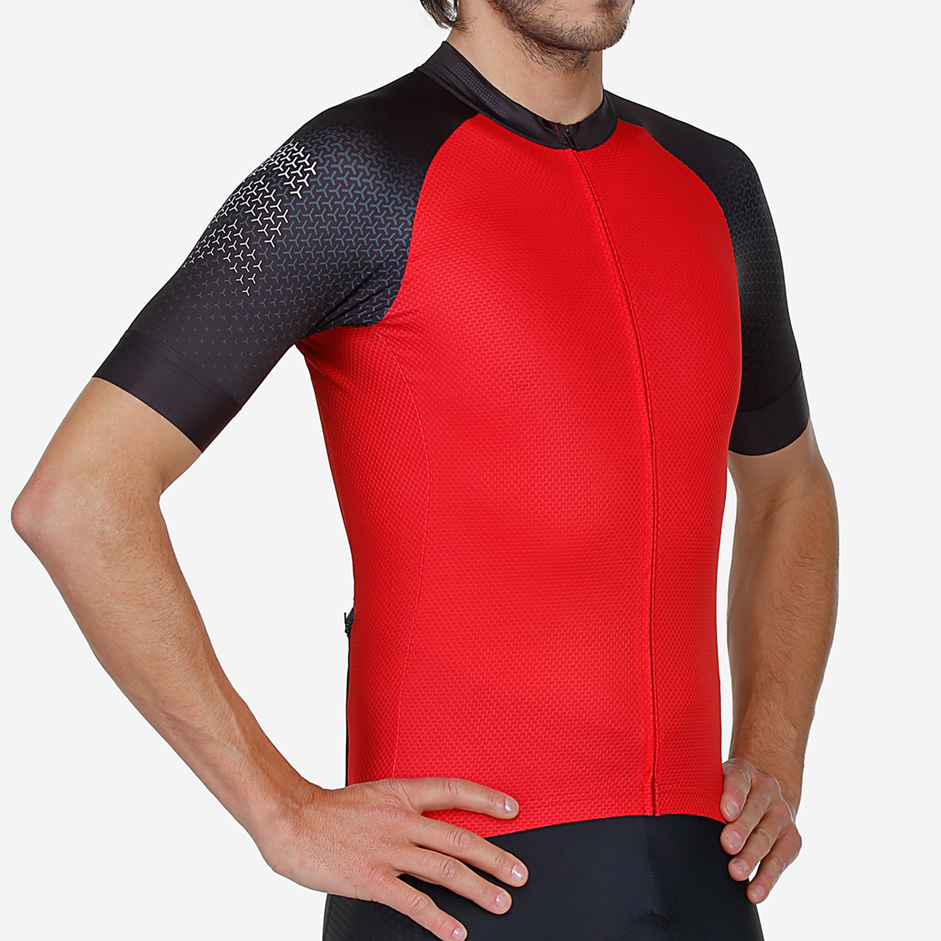 Red - Bicycle Line - Men's Biella UPF 30+ Short Sleeve Cycling Jersey - 3